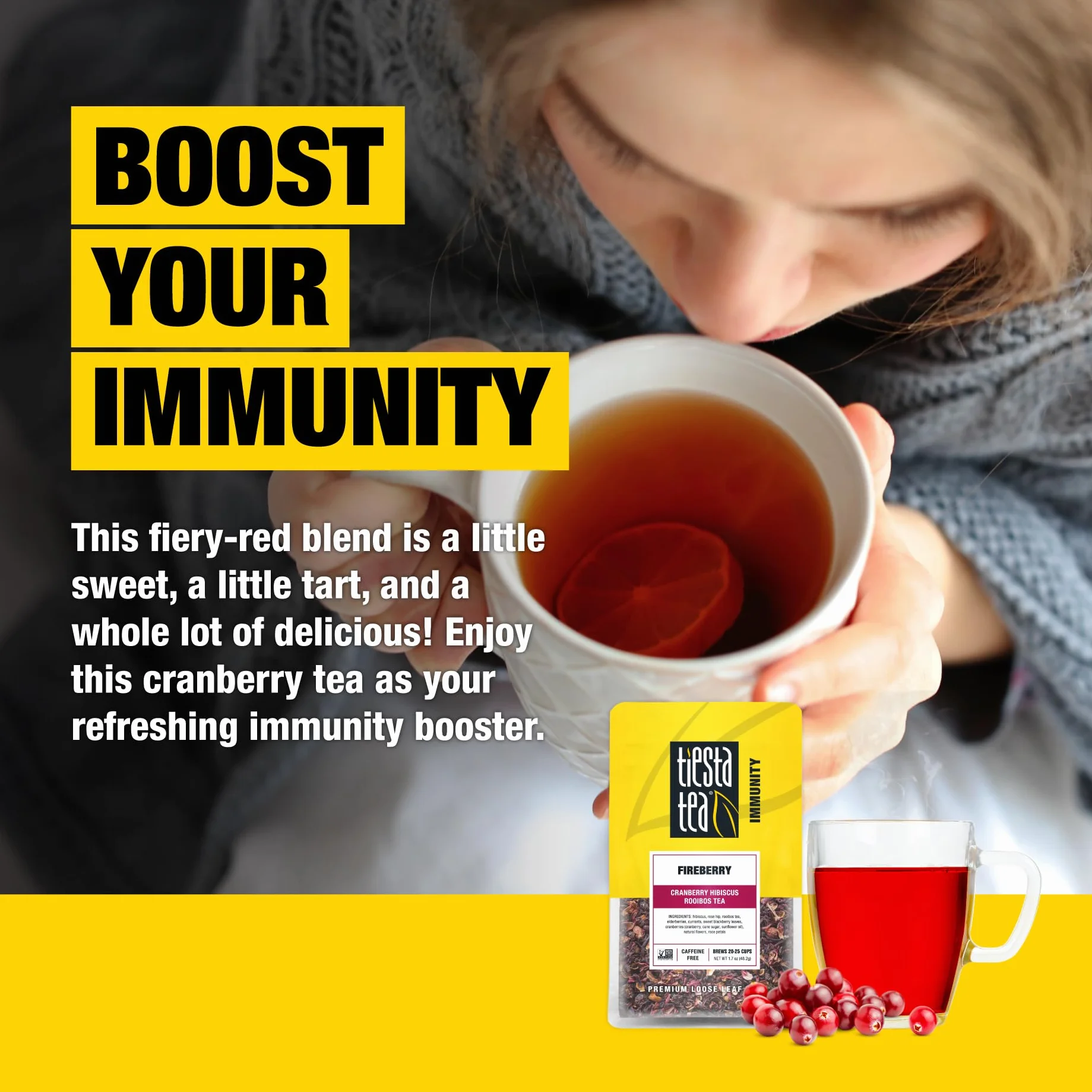 Tiesta Tea Immunity Rooibos Tea, Fireberry, 1,7 uncji Tiesta Tea