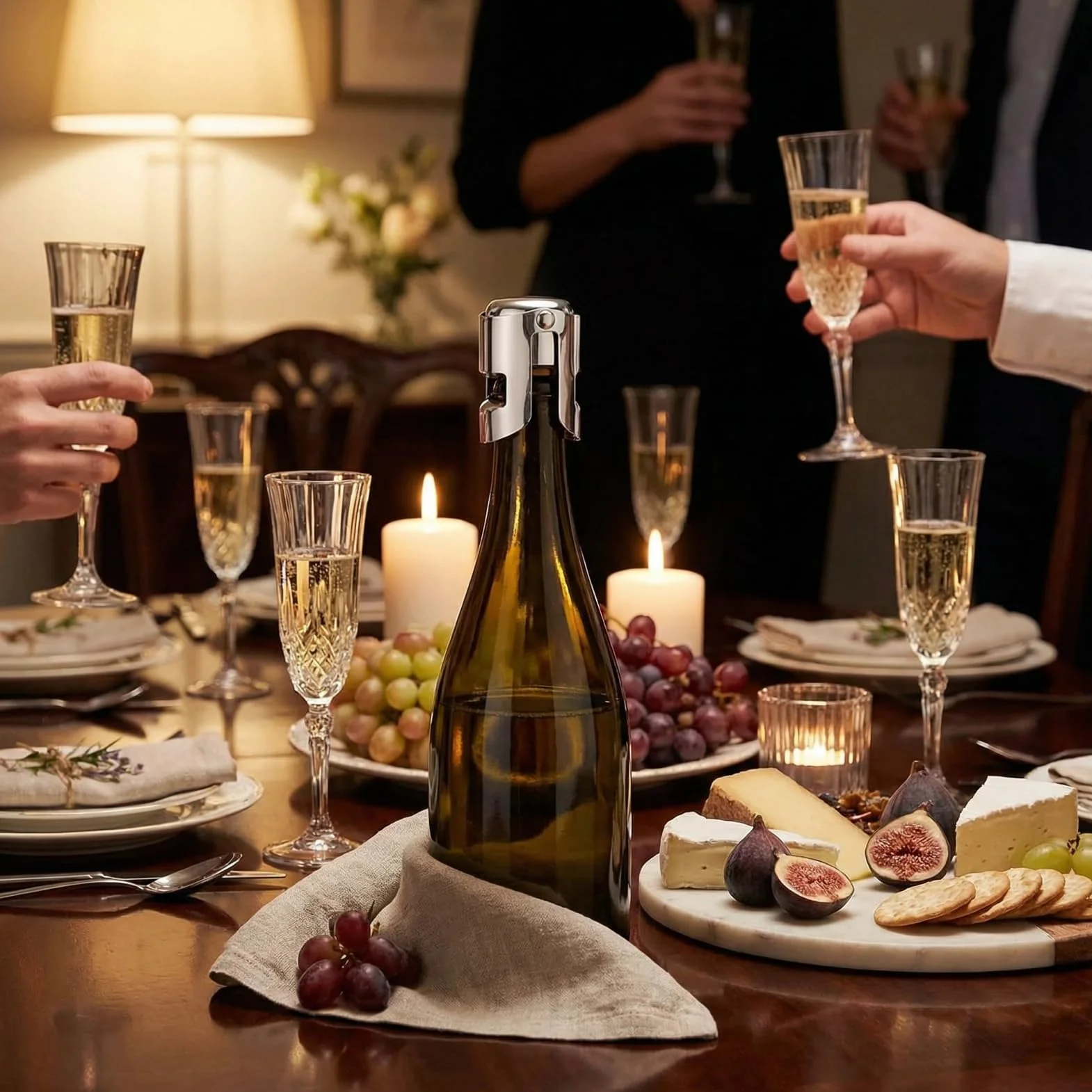 2-częściowy korek do szampana ze stali nierdzewnej, zamknięcie do szampana, zamknięcie do butelki szampana, zamknięcie do butelki prosecco i wina (srebrne)