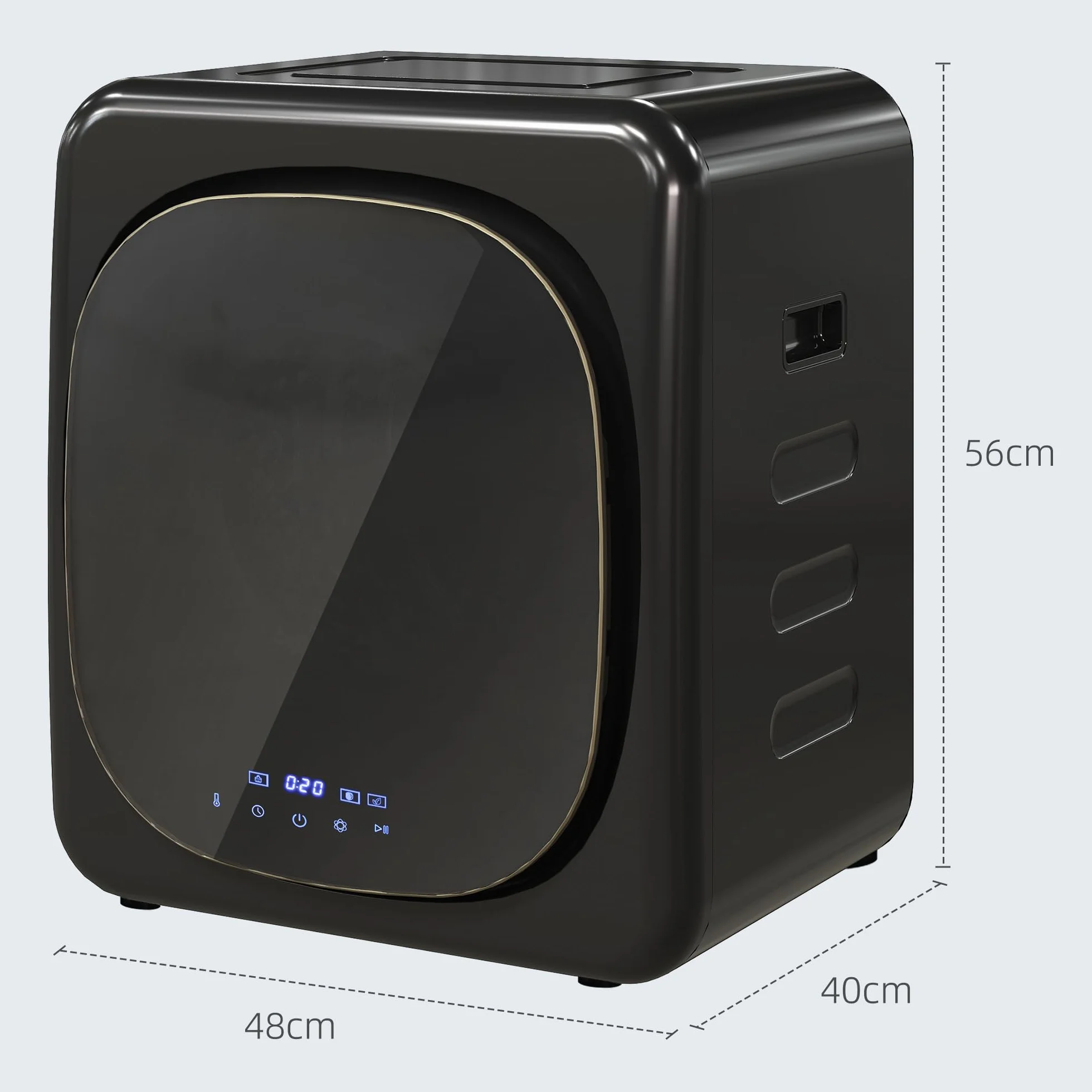 HOMCOM Mini suszarka do ubrań z 6 programami, ekran dotykowy LED, 4 kg do 60°C, 800W, wolnostojąca, do montażu na ścianie, suszarka odprowadzająca z zabezpieczeniem przed przegrzaniem, suszarka