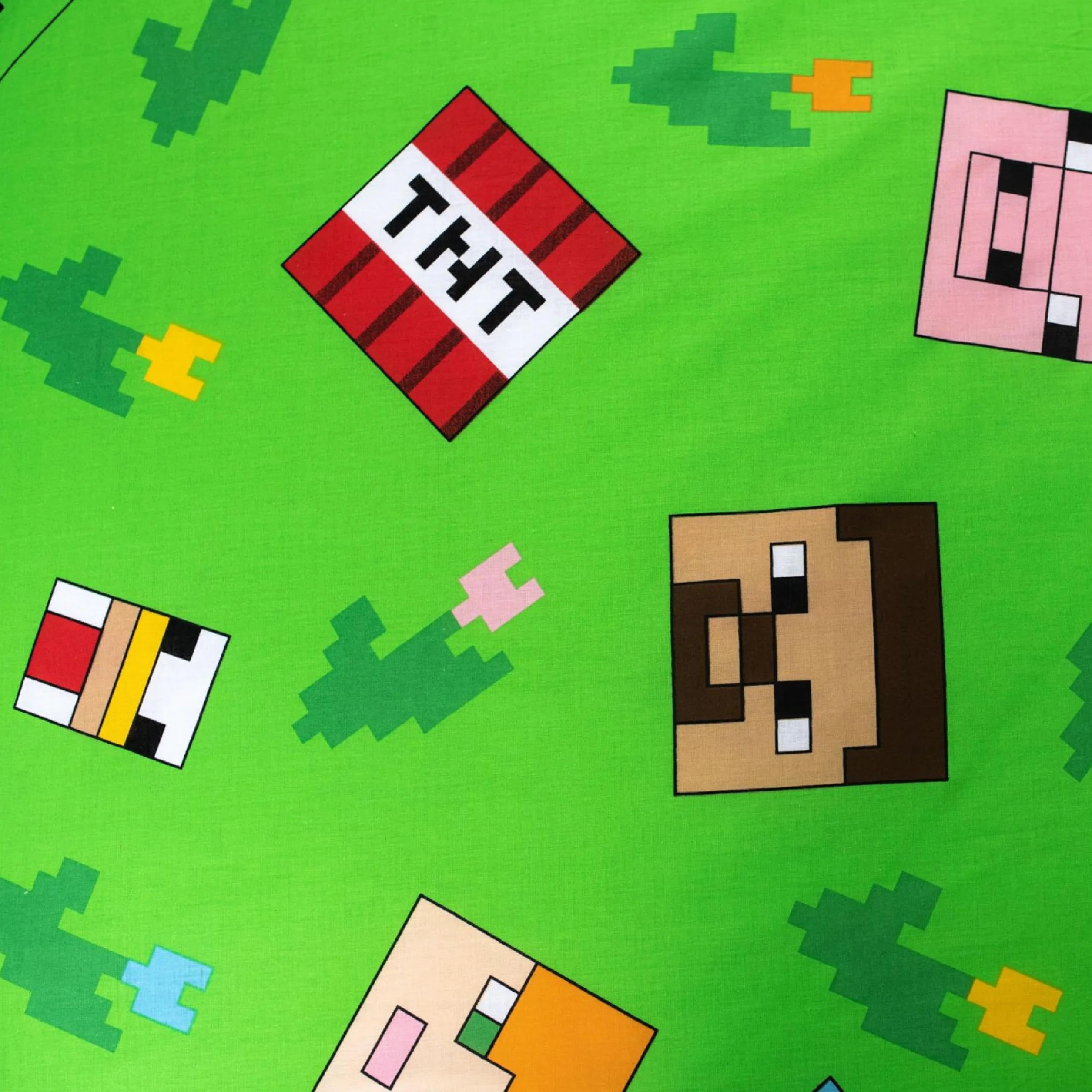 Minecraft Komplet dwustronnej pościeli dziecięcej, poszwa na kołdrę 140 x 200 cm, poszewka na poduszkę 70 x 90 cm, z zamkiem błyskawicznym, 100% bawełny, Öko-Tex Standard 100, dla chłopców i