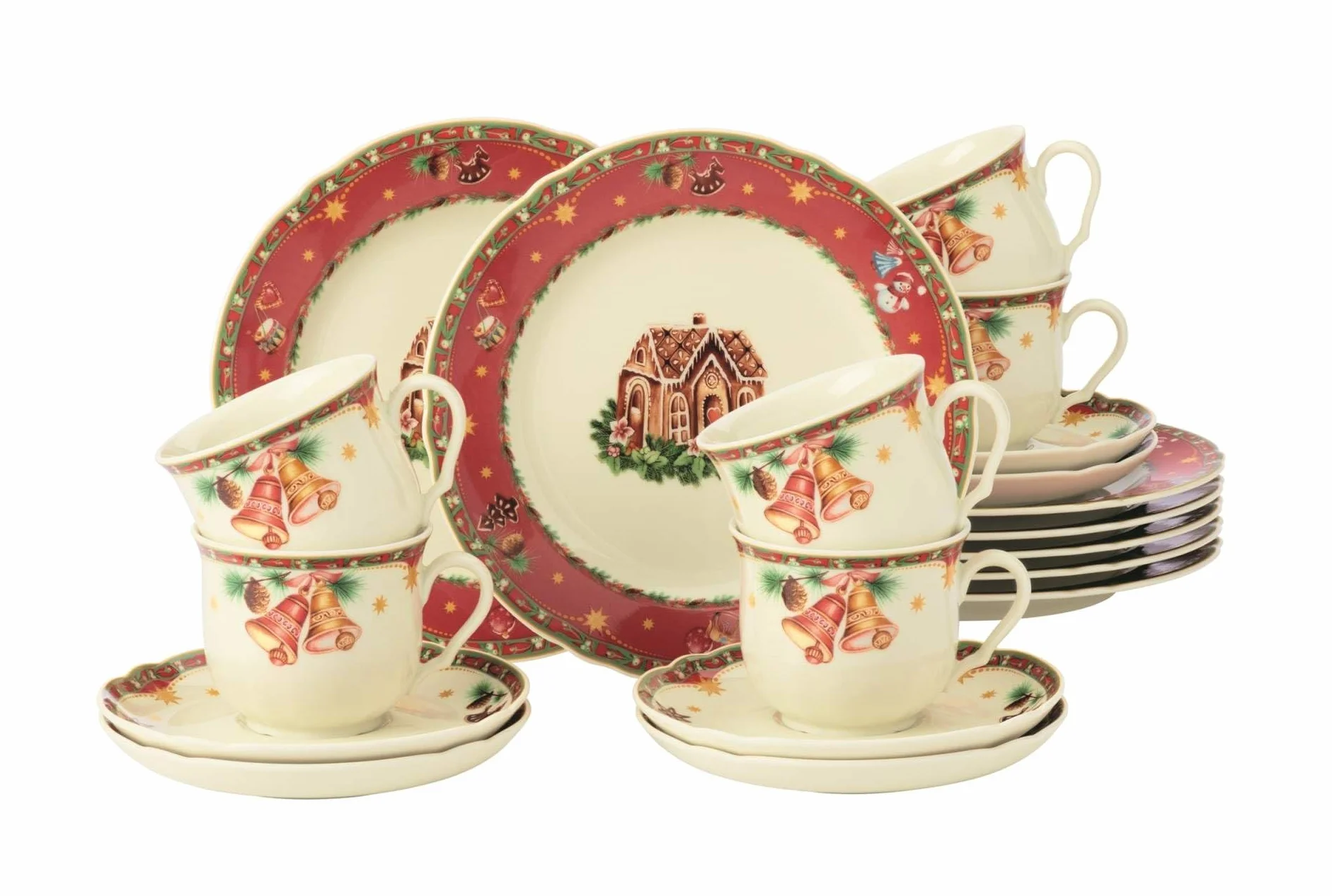 Seltmann Weiden Marieluise Serwis do Kawy, Porcelana, Czerwony, 18 El.