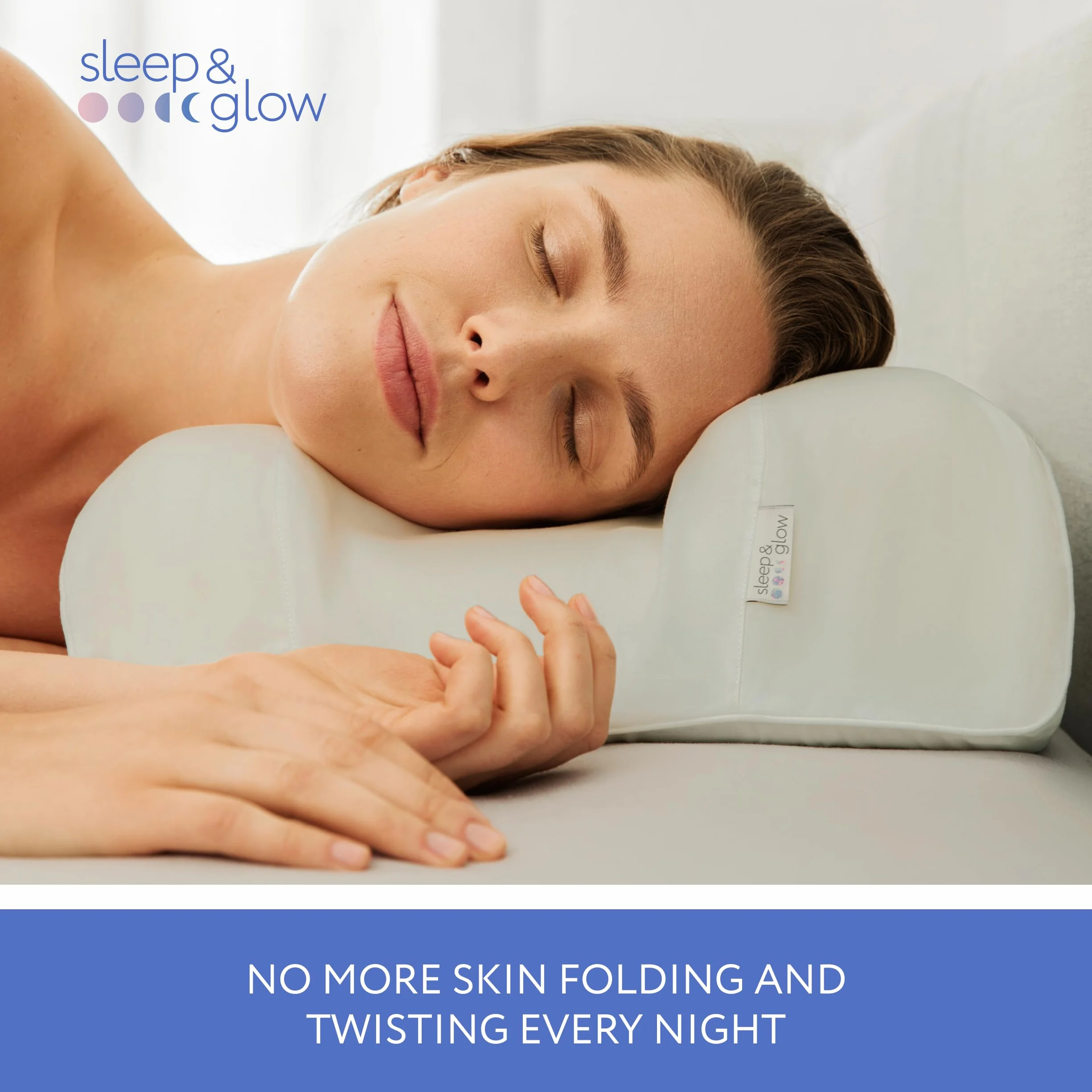 SLEEP & GLOW Omnia Beauty poduszka Anti-Age Blemish Defense z miedzianą poszewką na poduszkę, zwalcza zmarszczki senne, ortopedyczna pianka memory foam do spania na plecach i boku (wyprodukowano we