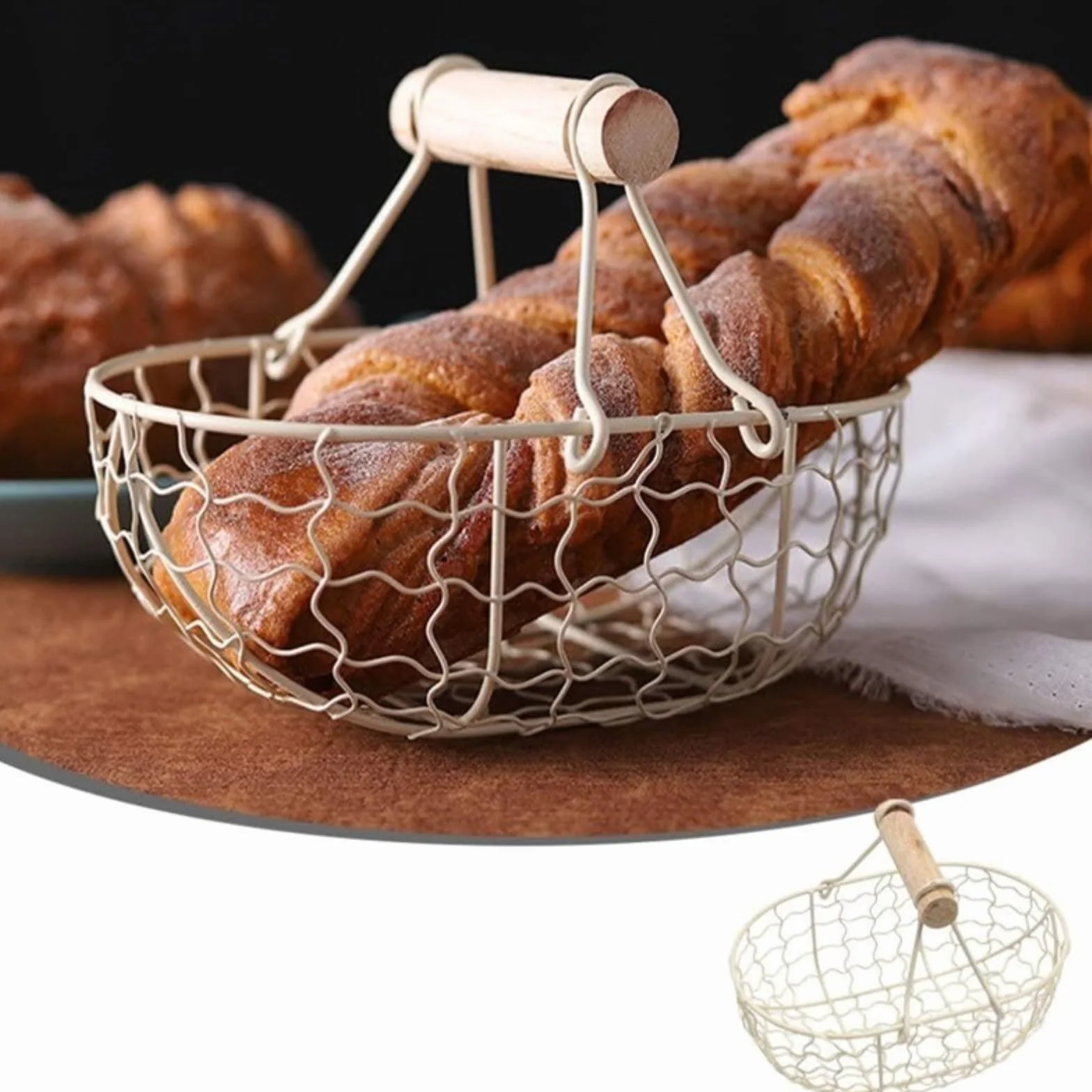 koszyczki na jajka z drutu, Kosz na jajka z drutu żelaznego z uchwytem do przechowywania jajek Owoce i warzywa 27,5 * 20,5 * 19,5 cm