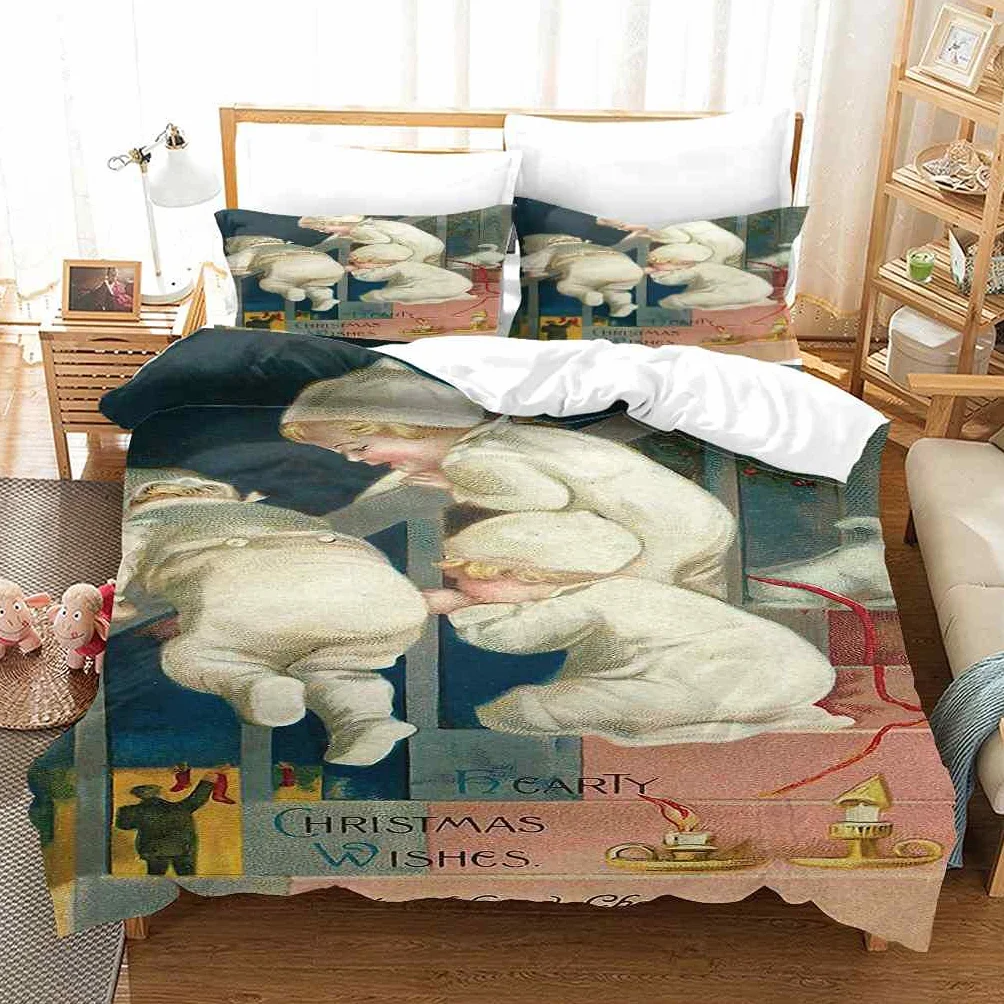 Poszewka na kołdrę Super King 260 x 220 cm nadruk 3D biały bożonarodzeniowy zestaw pościeli dla niemowląt ultramiękka mikrofibra pościel poszewka na kołdrę dla dorosłych podwójna poszwa na kołdrę z zamkiem błyskawicznym i 2 poszewki na poduszki