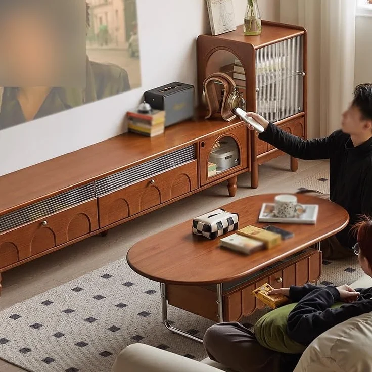 Stojak na telewizor z miejscem do przechowywania 200 cm lite drewno i szkło vintage konsola stół, dom salon meble do przechowywania, odpowiedni do hoteli i zakwaterowania butikowego stojak na