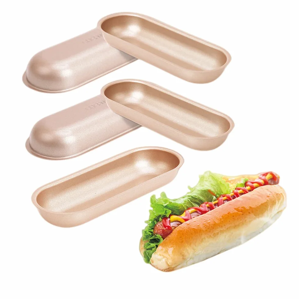 5-pak mini forma do pieczenia chleba, 18 cm nieprzywierająca stal węglowa hot dog patelnia zestaw do samodzielnego wykonania hot dogów, forma do pieczenia chleba