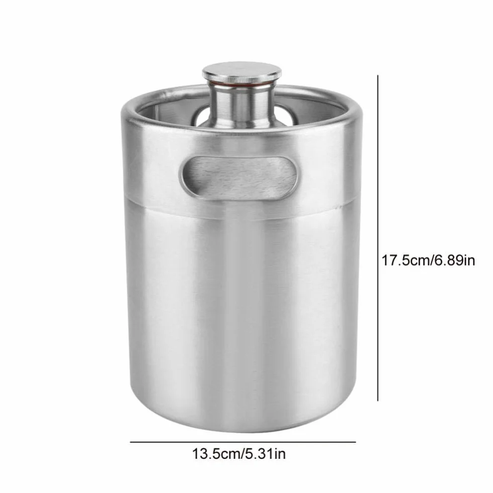 Mini beczka na piwo ze stali nierdzewnej Growler Keg przenośna beczka do piwa ze spiralną pokrywką do domowego warzelnictwa Hotel Bar Pub 2L