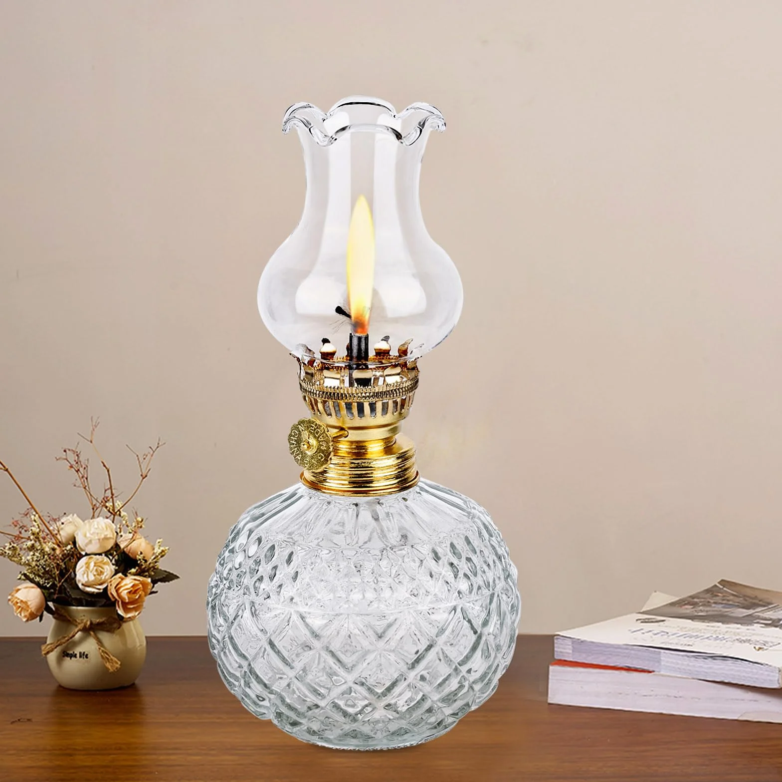 SUNOYA Wewnętrzna lampa naftowa szklana Retro Nostalgia Regulowana jasność Wiatroszczelna Dekoracyjna lampa olejowa