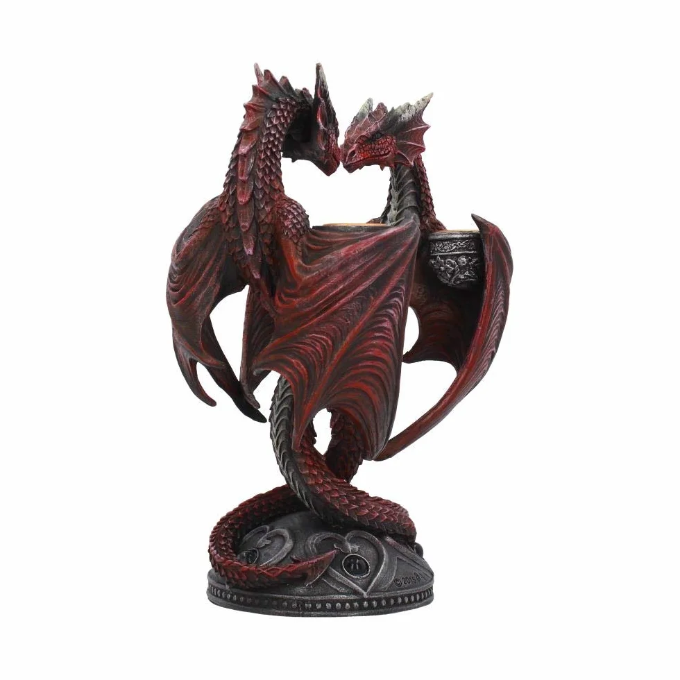 Nemesis Now Dragon Heart Anne Stokes Valentine Edition świecznik 23 cm czerwony, żywica, jeden rozmiar