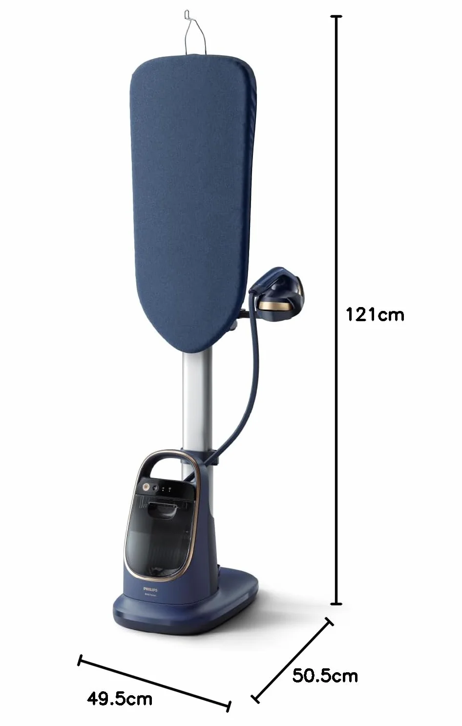Philips All-in-One Zestaw do Prasowania 8500 – Deska z Regulacją Kąta, Technologia OptimalTEMP, Odłączana Podstawa, Zabija 99,9% Bakterii i Roztoczy, Ciemnoniebieski (AIS8530/20)