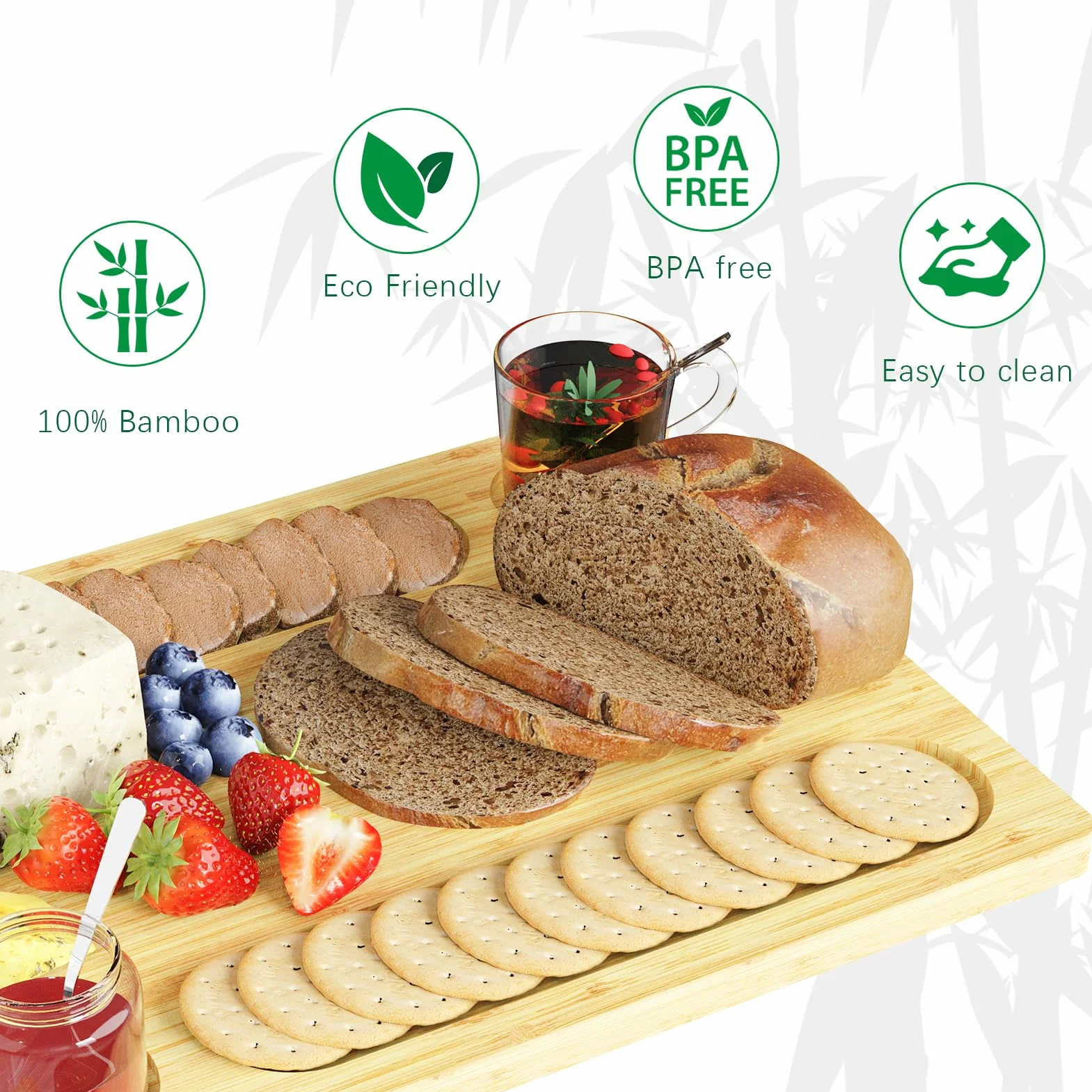 WELDUN Bambusowa deska do serów, taca charcuterie, taca do serwowania serów, owoców, warzyw i mięsa - idealna na rocznicę, przyjęcie, wesele