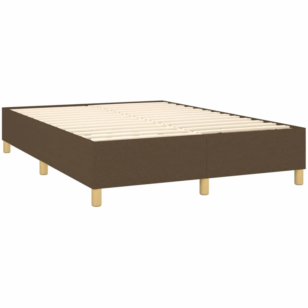 Tkanina z regulowanym zagłówkiem Standard 140x190 cm Brąz | Łóżko kontynentalne z materacem sprężynowym brązowe tkanina 140x190 cm wysokie wezgłowie średnio twarde