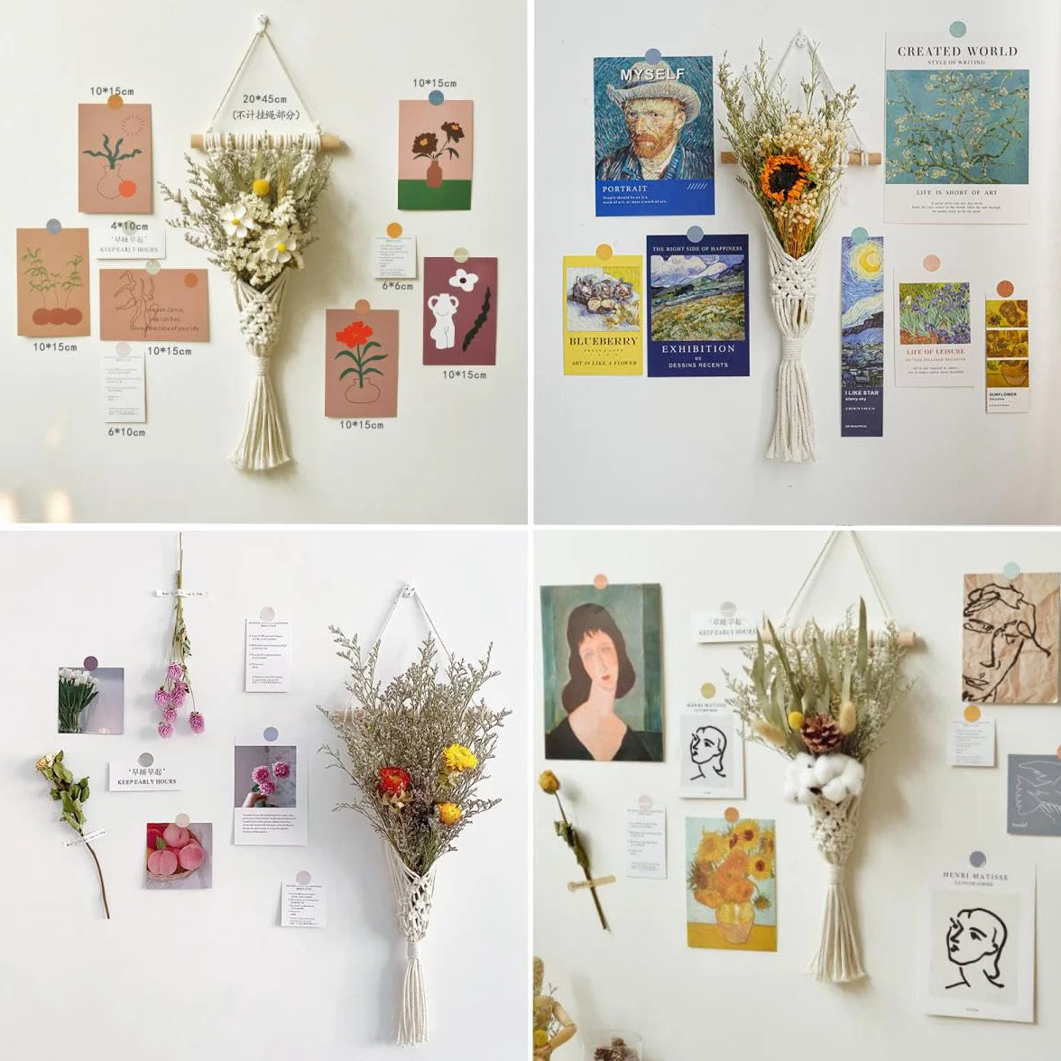 Avoik Makrama, tkana makrama, 2 szt., dekoracja domu, w stylu boho, elegancka dekoracja ścienna, ręcznie robiony, tkany dywan ścienny do sypialni, salonu, domu wiejskiego, mieszkania, akademika