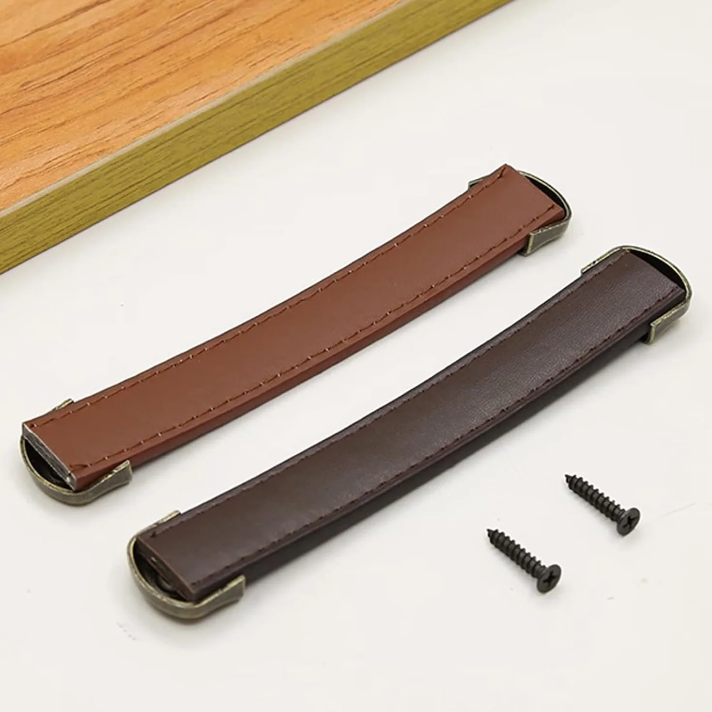 Skórzane uchwyty do szuflad, 10 Pcs Drawer Pull, Leather Cabinet Drawer Modern Furniture Closet Wardrobe Door Handles