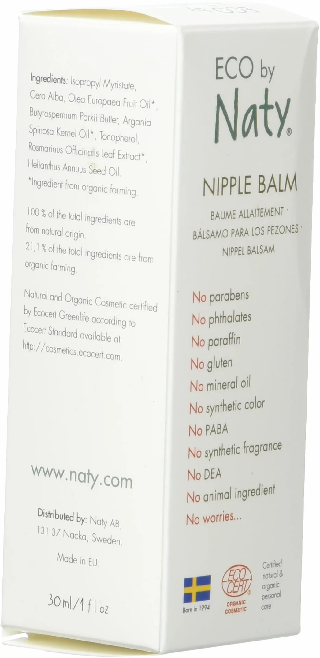 Eco by Naty, Balsam do sutków, 30 ml