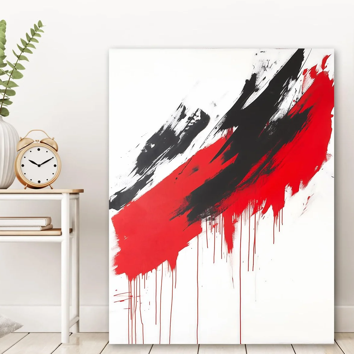 Via Vela Czerwone i czarne abstrakcyjne pędzle płótno ścienne kapiąca farba plakat nowoczesny druk ścienny do wystroju wnętrza wejścia 90x120cm