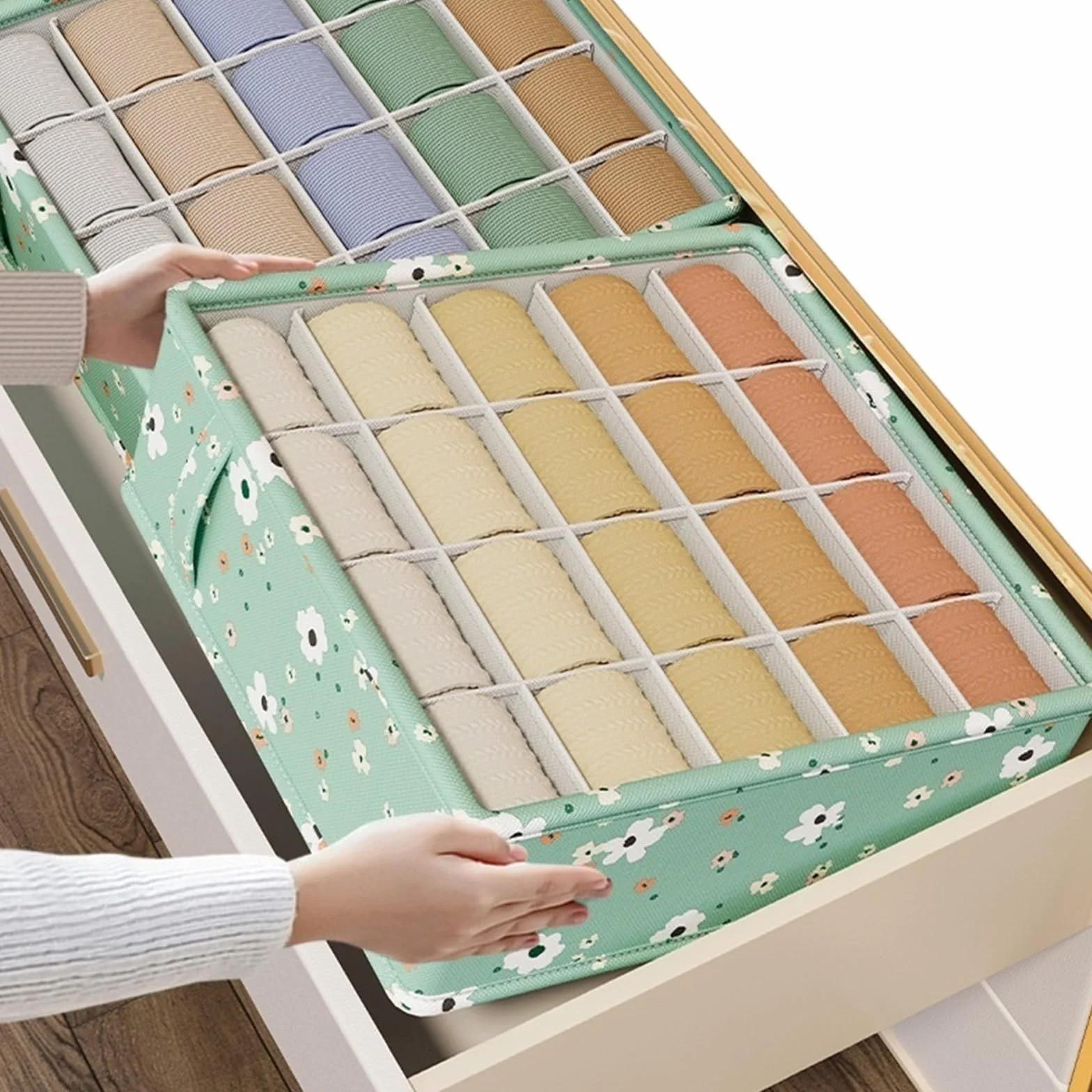 Pudełko do przechowywania bielizny, Organizer na bieliznę Pudełko do klasyfikacji skarpetek Składana komora szuflady(20 grids 4pcs)