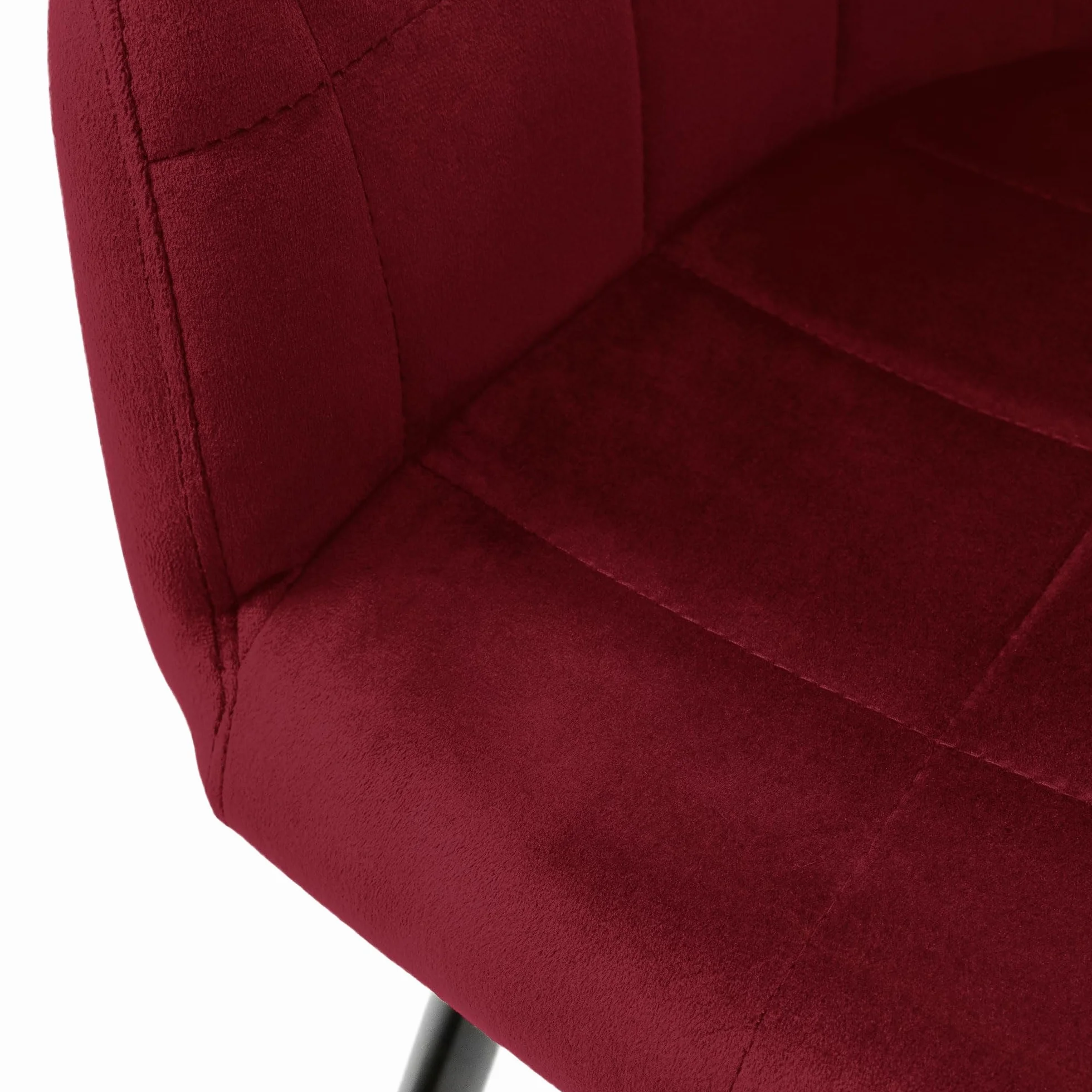 ECD Germany Zestaw 2 krzesel do jadalni Krzeslo do jadalni z oparciem i podlokietnikami Bordeaux Velvet Seat Metalowe nogi Krzesla kuchenne Krzesla do salonu Krzesla tapicerowane Krzesla Fotele