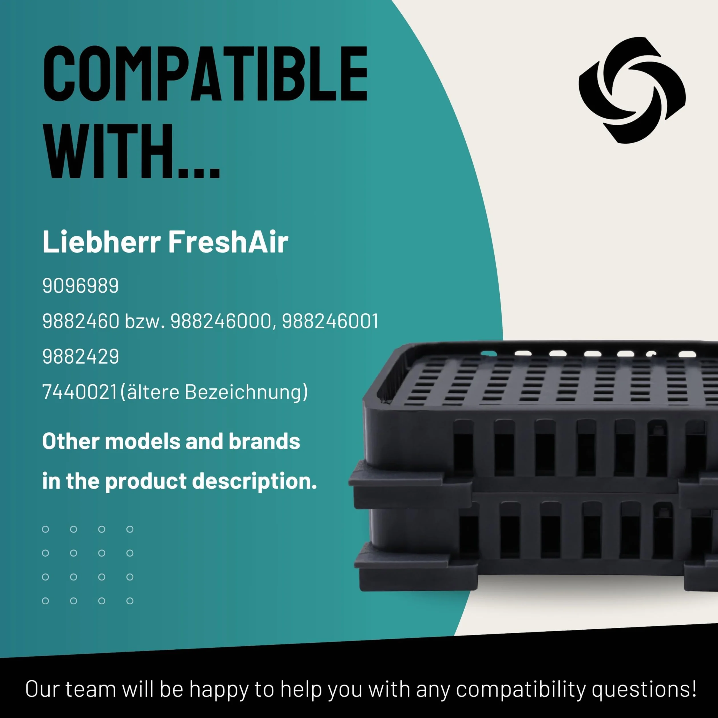 FilterBase® Fresh Air filtr do lodówki Liebherr, 2 sztuki, filtr z węglem aktywnym, kompatybilny z 9096989 9882460 988246000 i 7440021-00