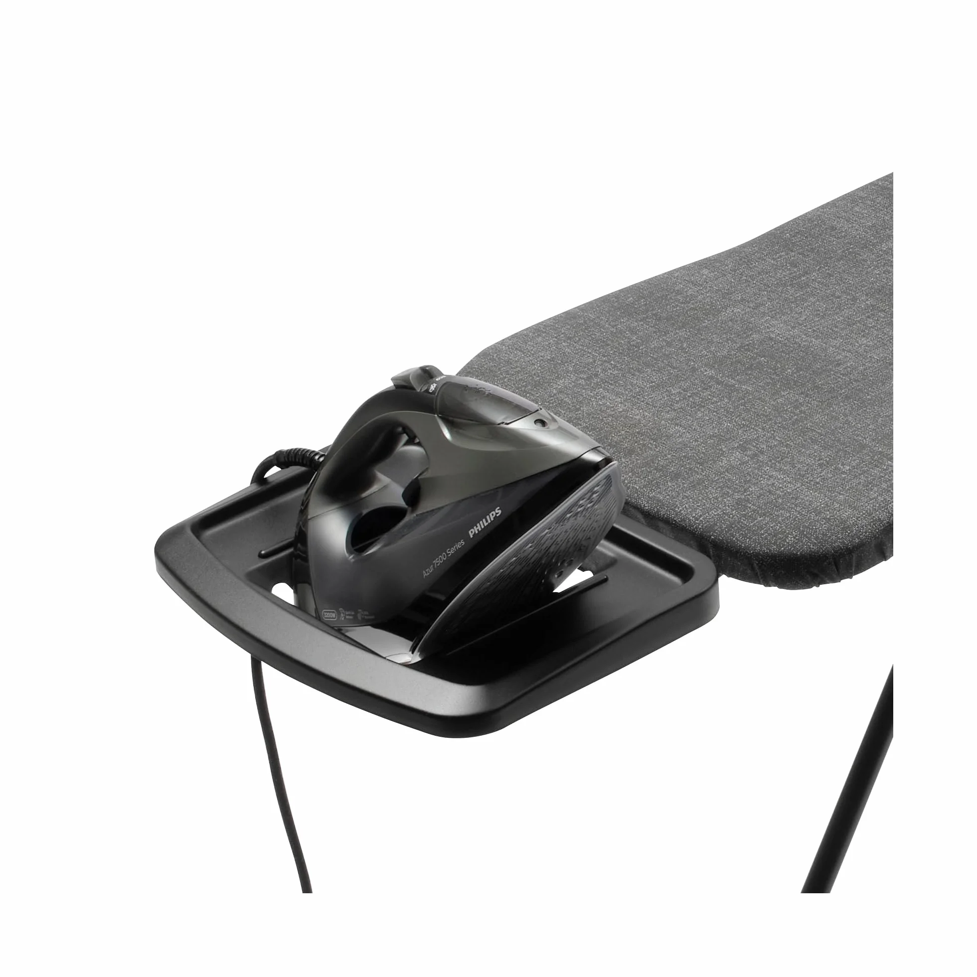 Brabantia Ironing Board B, 124x38cm - Denim Grey | 100% Fairtrade Cotton | 8mm Foam Layer | Stable & Anti-Wobble Frame | Foldable with Adjustable Height & Solid Steam Iron Rest