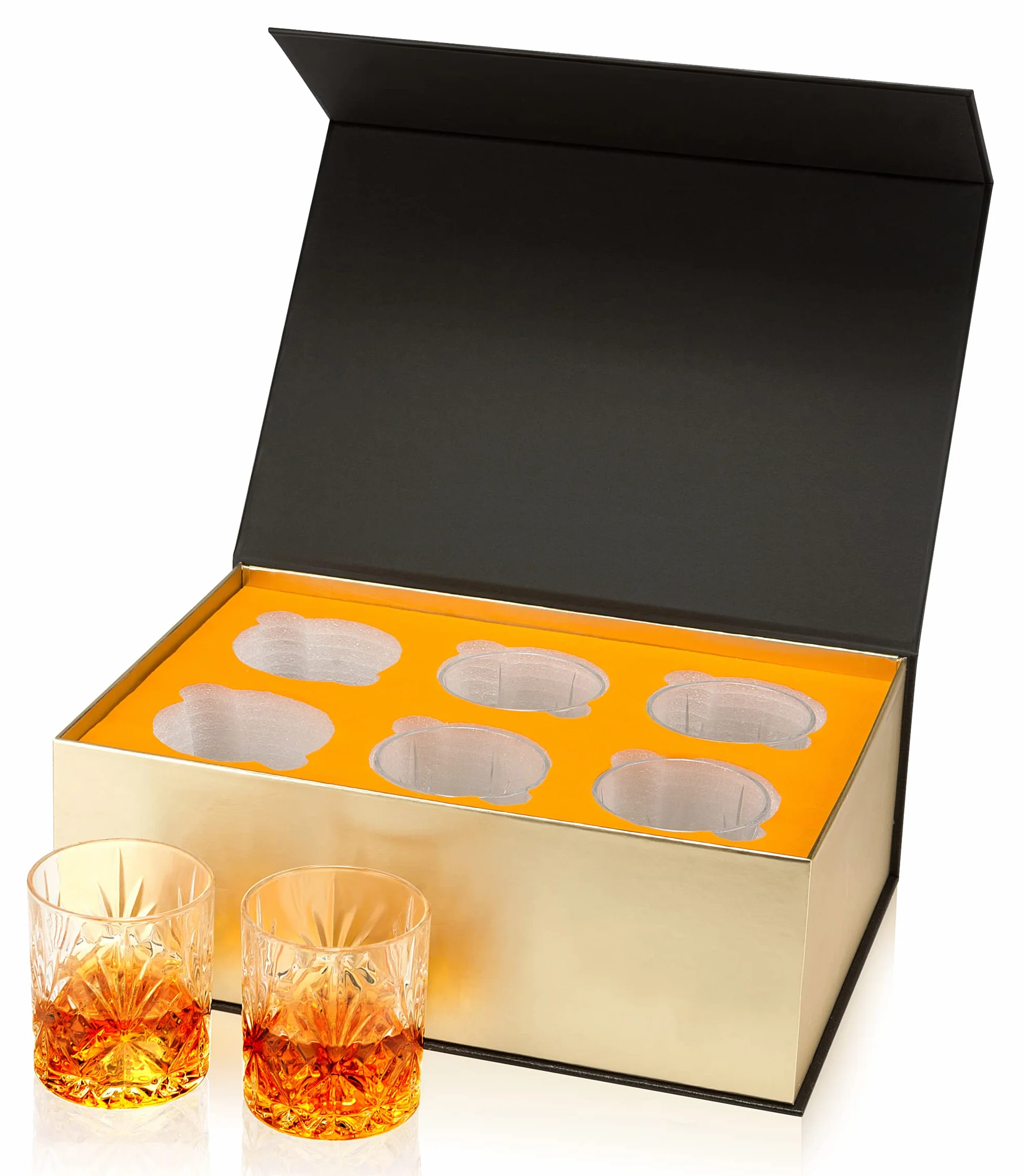 KANARS Zestaw Szklanek do Whisky, CKryształ Szkło Whisky, Pomysły Na Prezenty Dla Jego Tata Chłopiec Mąż Dziadek, Stylowe Pudełko Upominkowe, Zestaw 6 Sztuk, 300 ml