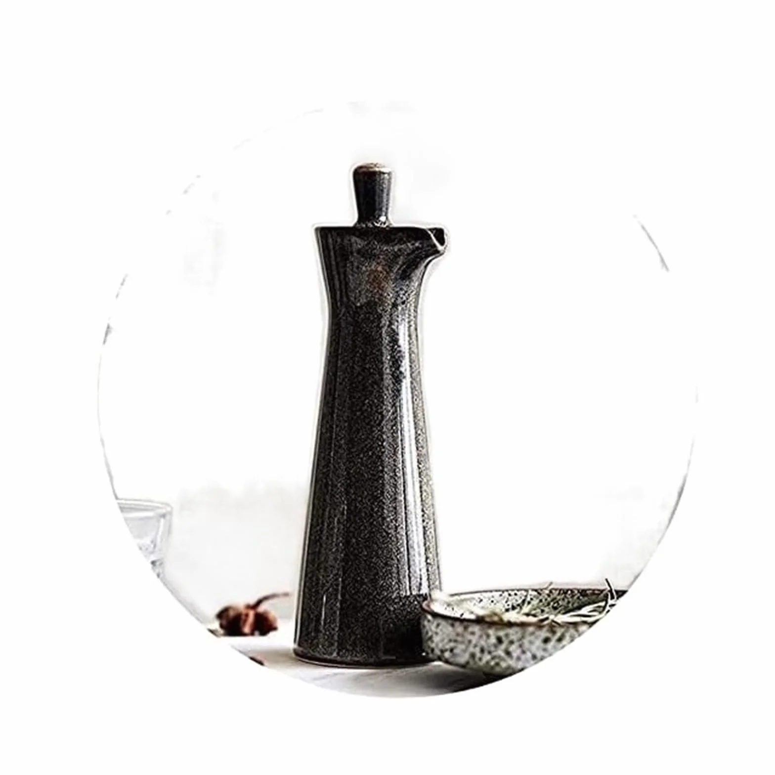 Dozownik oleju i octu Dozownik oleju i octu, ceramiczne butelki octu olejowego małe 120ML butelka na sos sojowy Jar ocet Sos łodzie przyprawy Ocet(Brown)