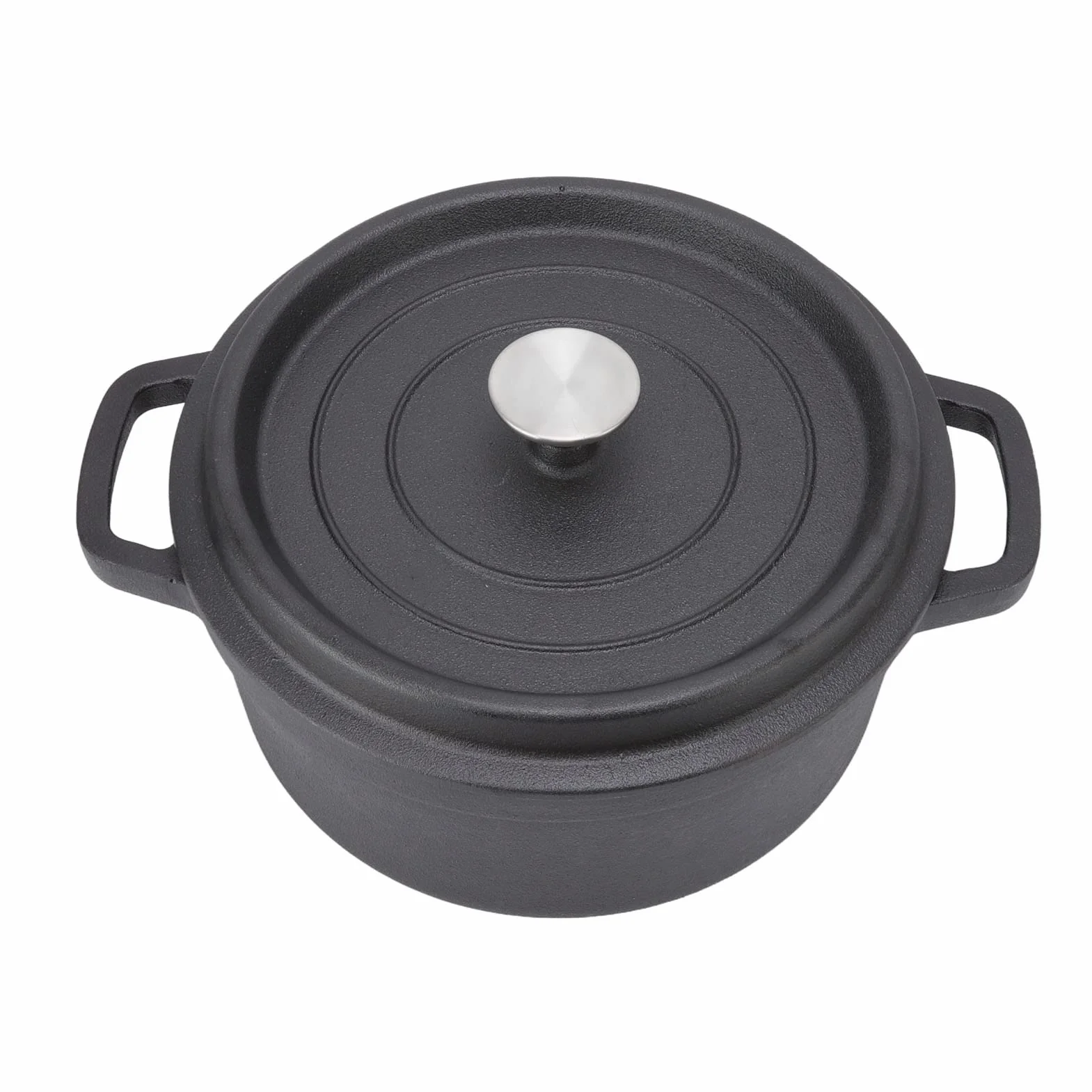 Naroote 24cm żeliwny Holenderski Garnek do Pieczenia z podwójną pętlą Niepowlekany Holenderski Piekarnik z Płaskim Dnem z pokrywką i Podwójnym Uchwytem z pętlą do Gulaszu z Zupy
