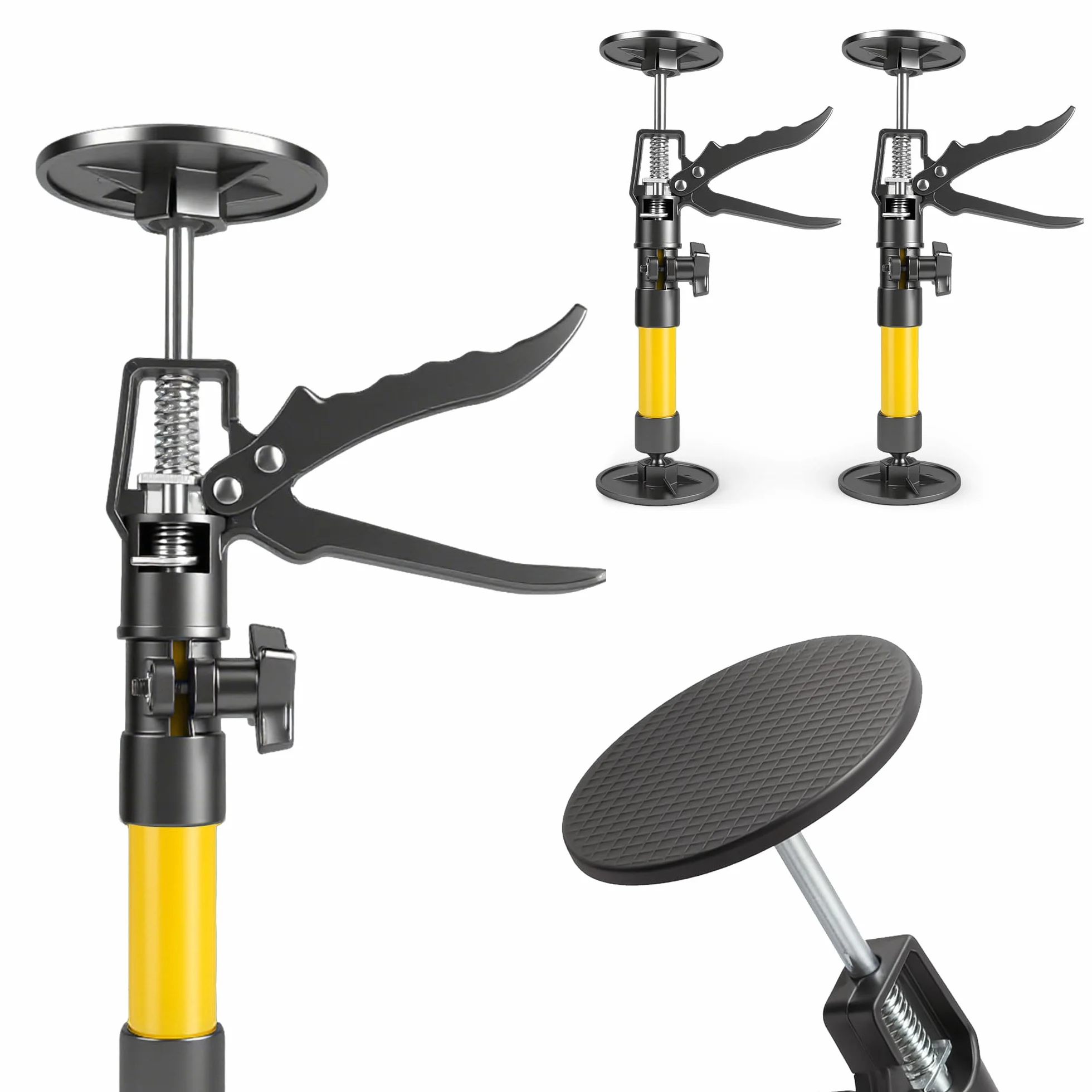 2 sztuki wsporników sufitowych, wspornik montażowy, podpórka jednoręczna: wspornik teleskopowy 30–59 cm, podnośnik do szafy z obrotem o 360°, do płyt sufitowych, montażu w kuchni, dla