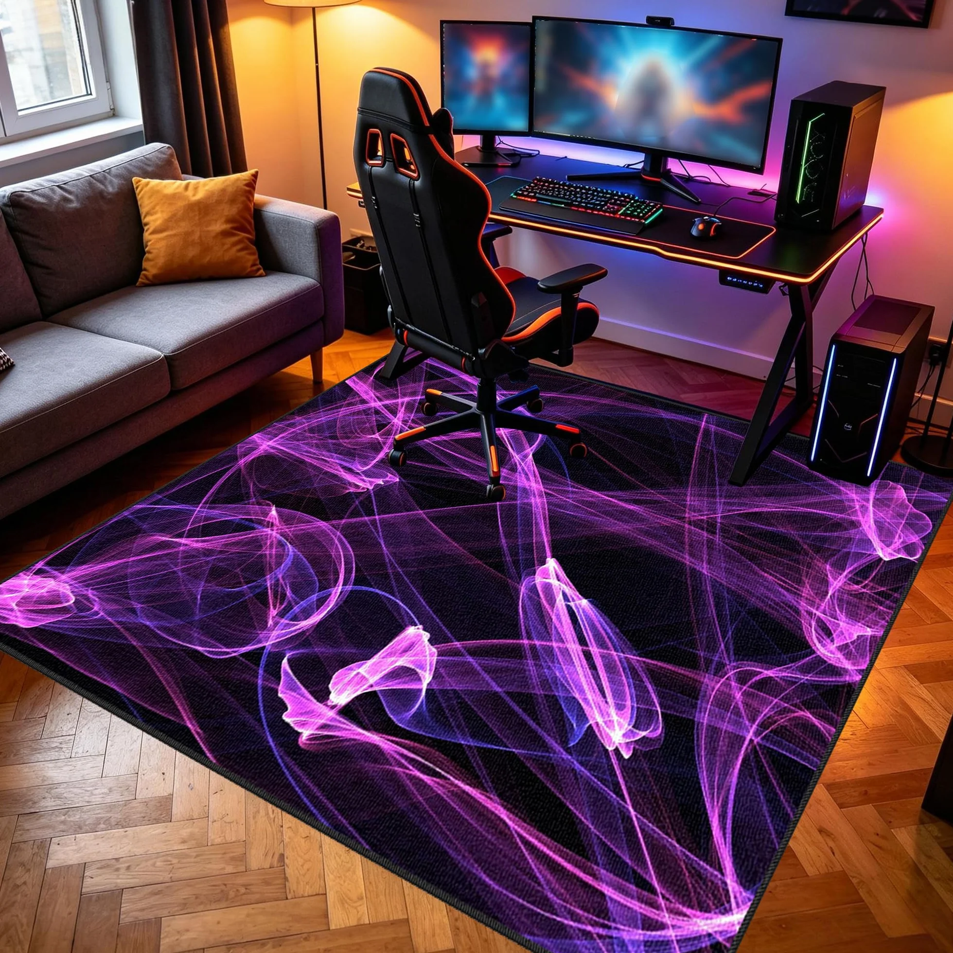 Zmywalny dywanik do pokoju zabaw, 130 x 190 cm / 51,18 x 74,8 cala Mata podłogowa na krzesło komputerowe do gier, mata sportowa, mata podłogowa dla graczy 3D do sypialni na krzesło biurowe