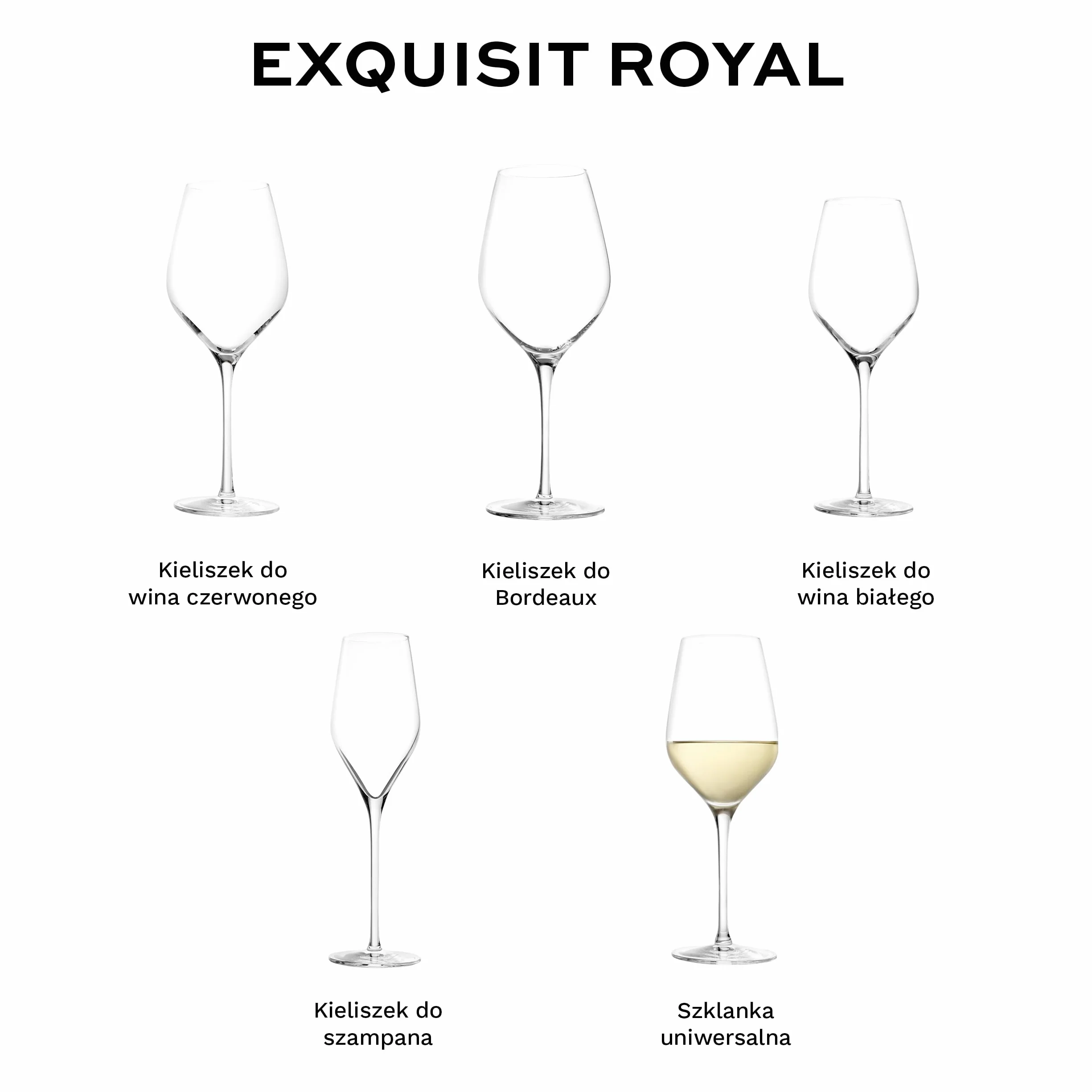 Stölzle Lausitz Uniwersalne Kieliszki do Wina Exquisit Royal Zestaw 6 szt., 420ml – Eleganckie Kieliszki z Kryształu do Białych, Różowych i Lekkich Czerwonych Win – Zmywarka, Wyprodukowano w Niemczech