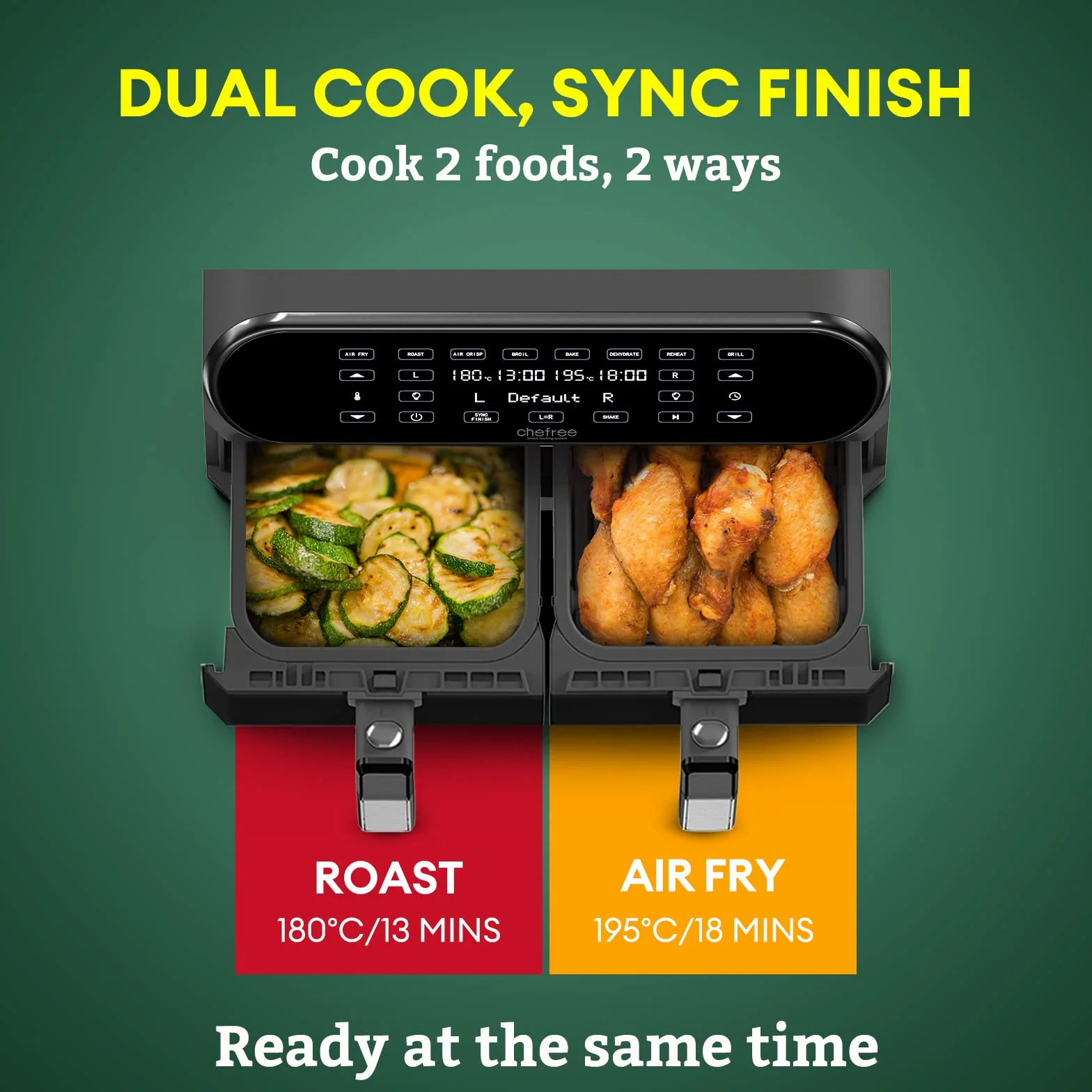 Chefree Air Fryer Frytkownica, Czarny, 8L