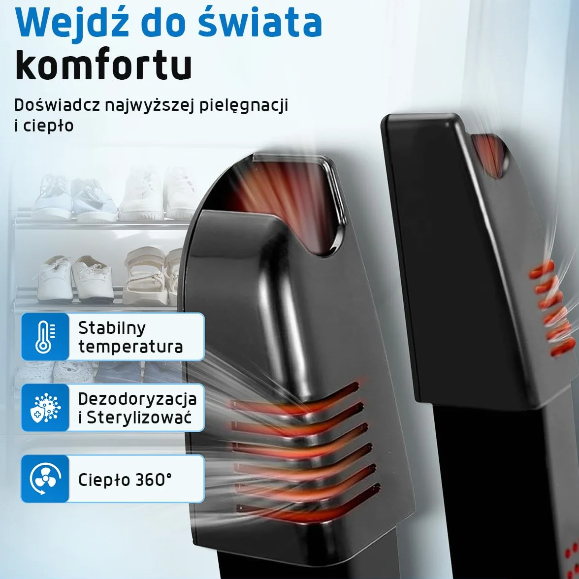 Suszarka do butów Fleau Smart - Ozon/funkcja suszenia - Odświeżacz do butów - Usuwacz nieprzyjemnych zapachów - W zestawie. Kulki zapachowe i szczotka do butów
