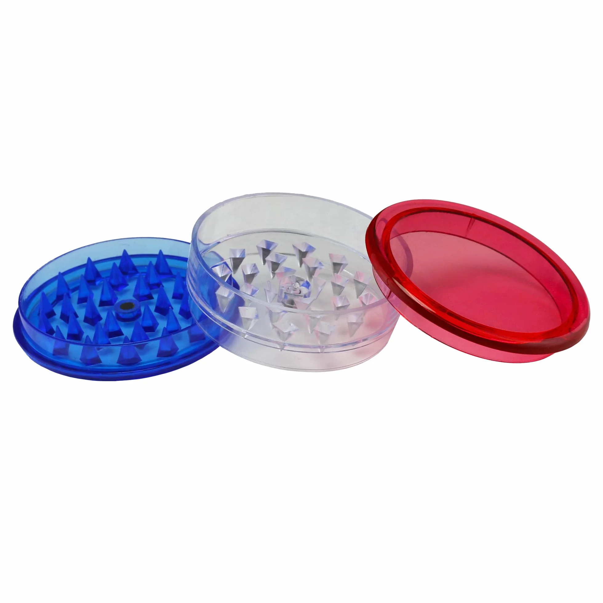 1 szt. Młynek plastikowy z tworzywa sztucznego 60 mm trzy części łącznie z łożyskiem. Wybierz swój ulubiony kolor (niebiesko-biało-czerwony)