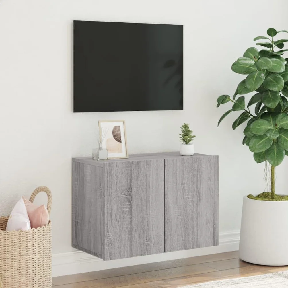 Générique Sonoma szafka ścienna na telewizor szara 60x30x41 cm | Trwałe drewno konstrukcyjne, przechowywanie płyt DVD i odbiorniki, konstrukcja ścienna, gładka powierzchnia