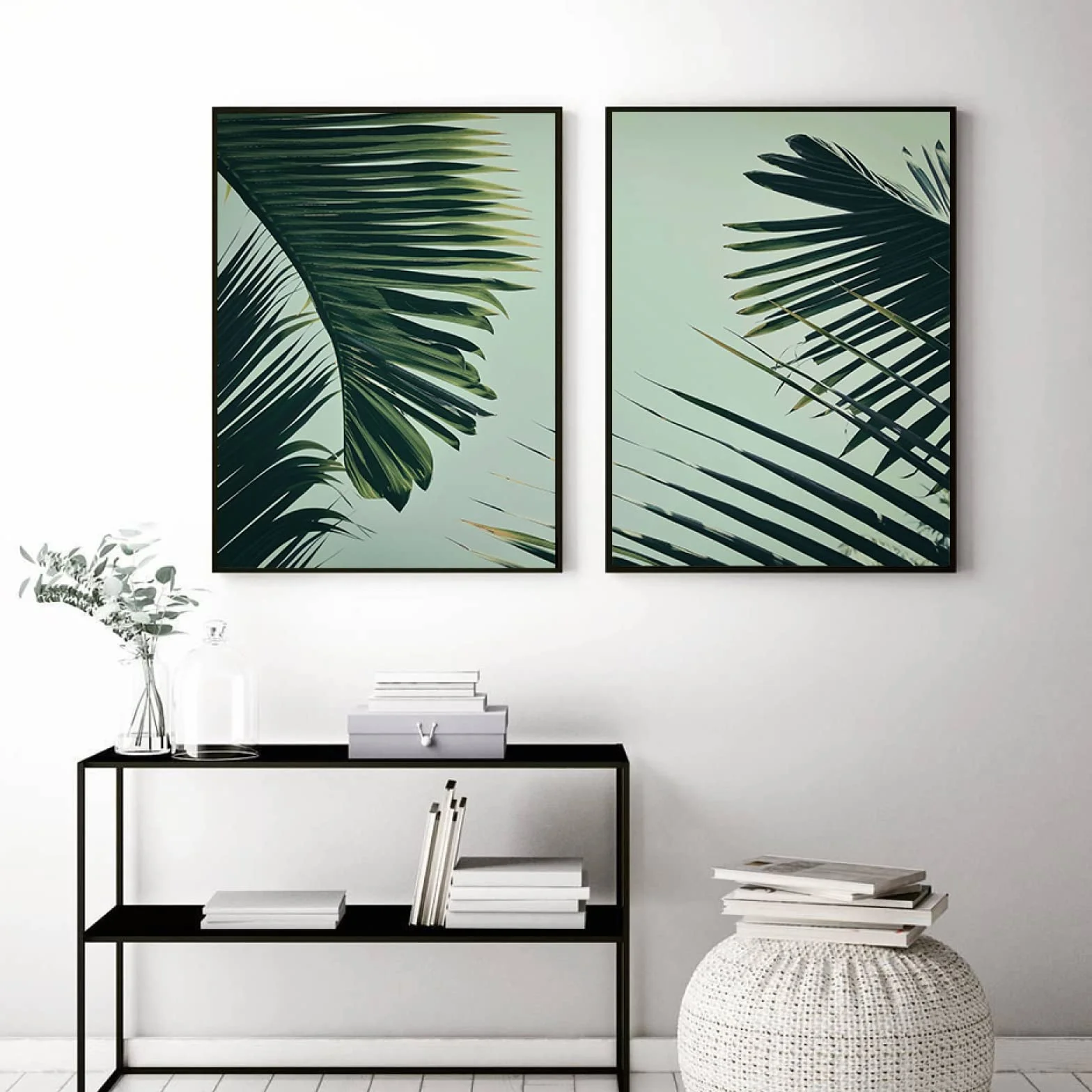 iYoucase Zielony liść palmowy plakaty i wydruki zielone liście sztuka ścienna obraz na płótnie natura obrazy ścienne do salonu sypialni wystrój domu 50 x 70 cm x 2 nieoprawione