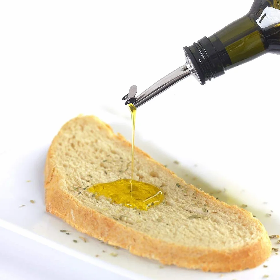 Newk Butelka oliwy z oliwek, 500 ml, szklana, olej, ocet, morska z wylewkami + lejek, olej, karafka, do kuchni – zielona
