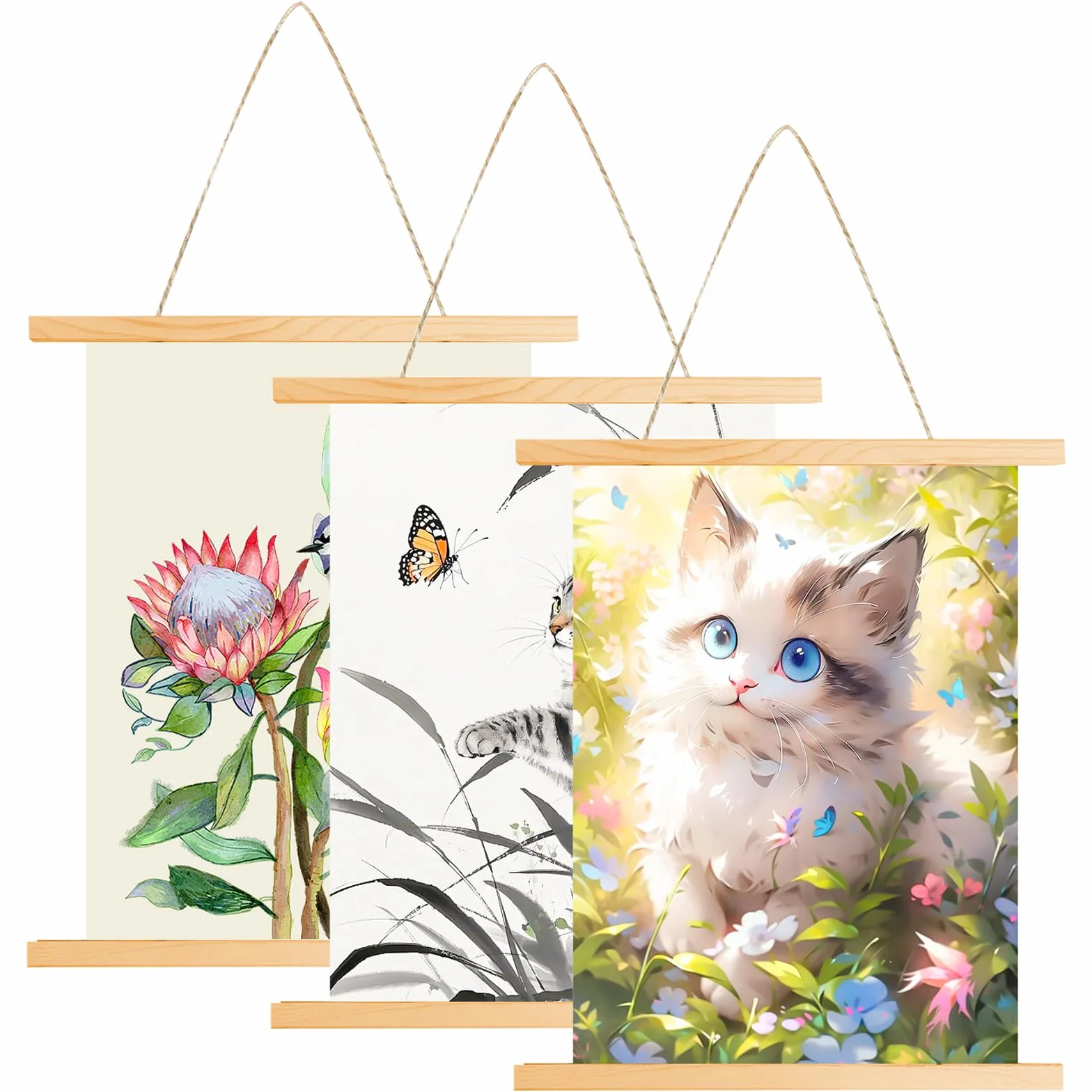 GOMETY Drewniana listwa plakatowa A3, magnetyczna listwa na zdjęcia, 31 cm, szyna plakatowa, wieszak na zdjęcia, plakaty, ramki na zdjęcia, plakaty, ramki na zdjęcia, grafika (3)