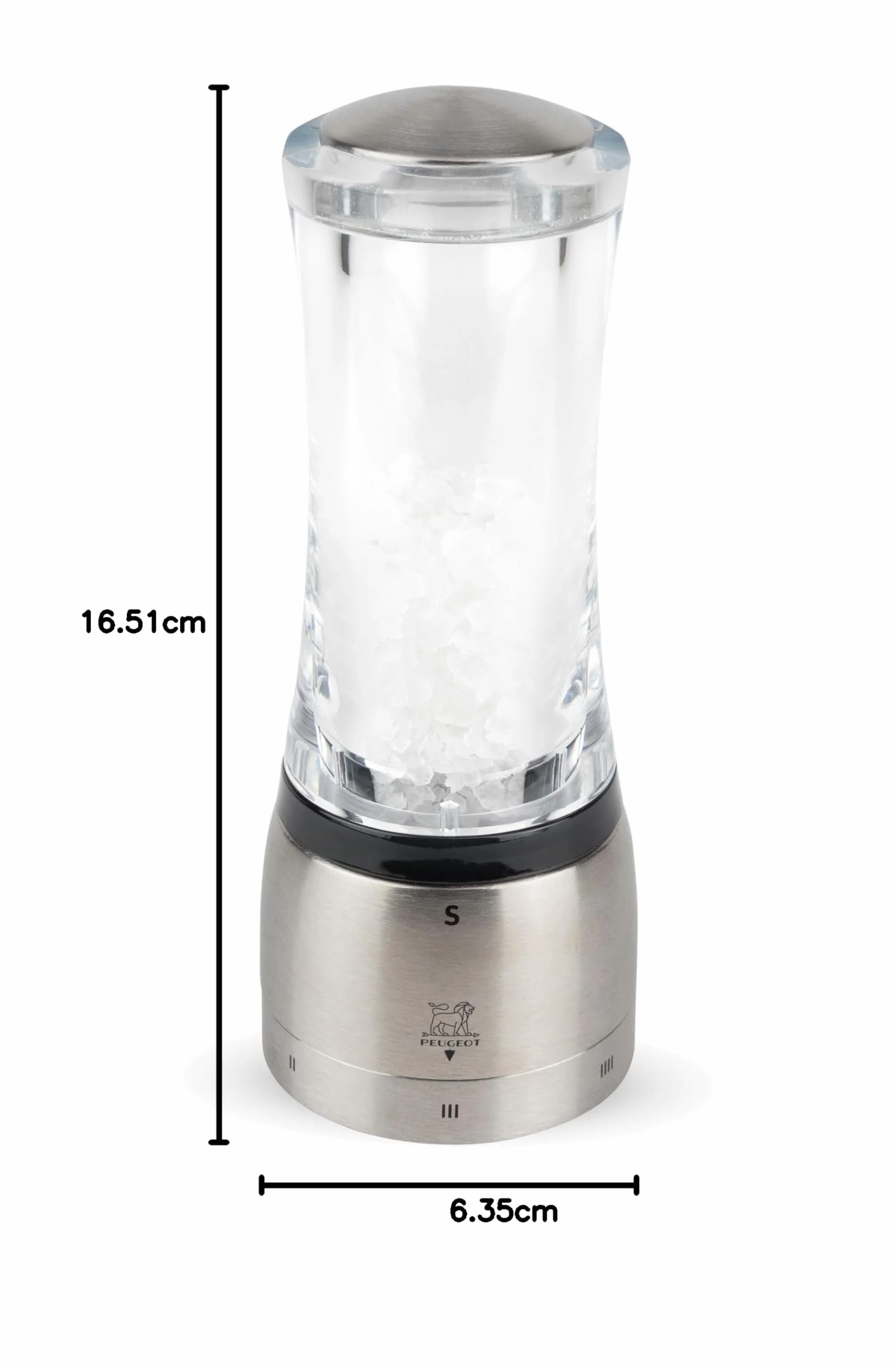Peugeot Daman u Select młynek do soli ze stali nierdzewnej i akrylu, 16 cm