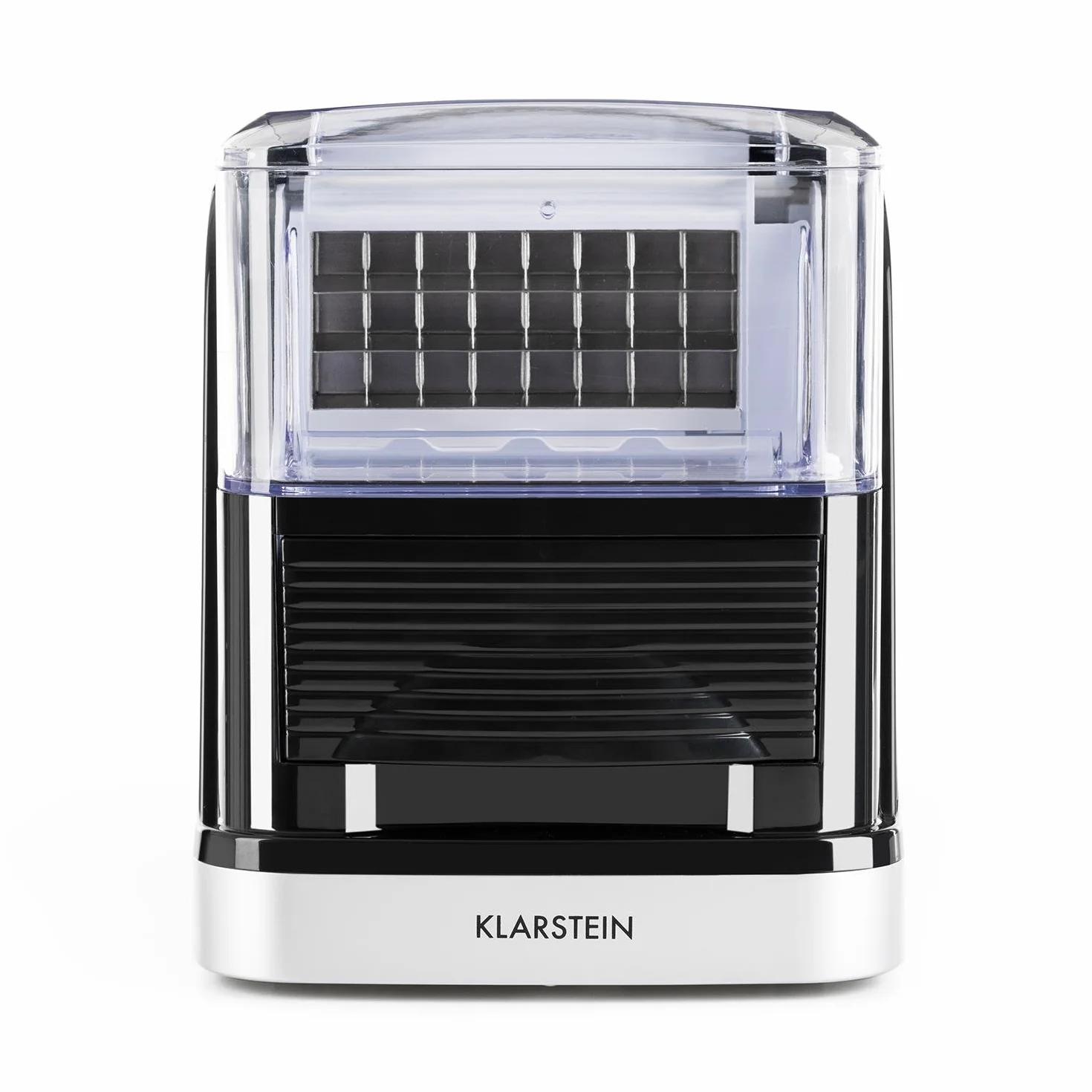 Klarstein Kristal Ice Edition - Maszyna do lodu kryształowego, kostkarka do lodu, zbiornik 2,5 l, 2 rozmiary kostek, wyświetlacz poziomu wody i lodu, system cyrkulacji: kształt kostek do topienia, R600a, do 15 kg/godz., srebrny