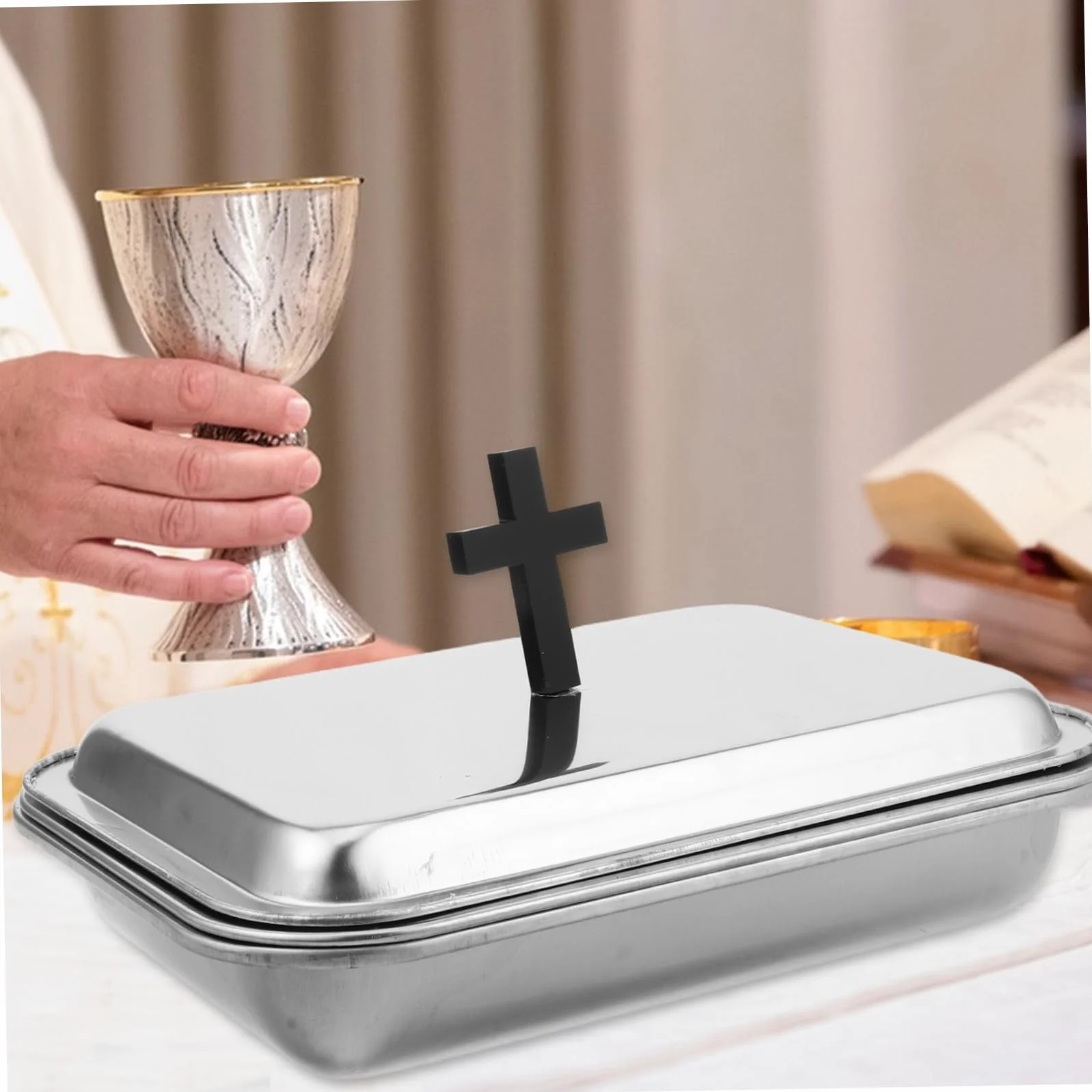 Szt Tacek Stali Nierdzewnej Otworami Podajnik Kieliszki i Karty Uroczystości Religijne Rodzinne Spotkania Dekoracyjna Świąteczne Przyjęcia
