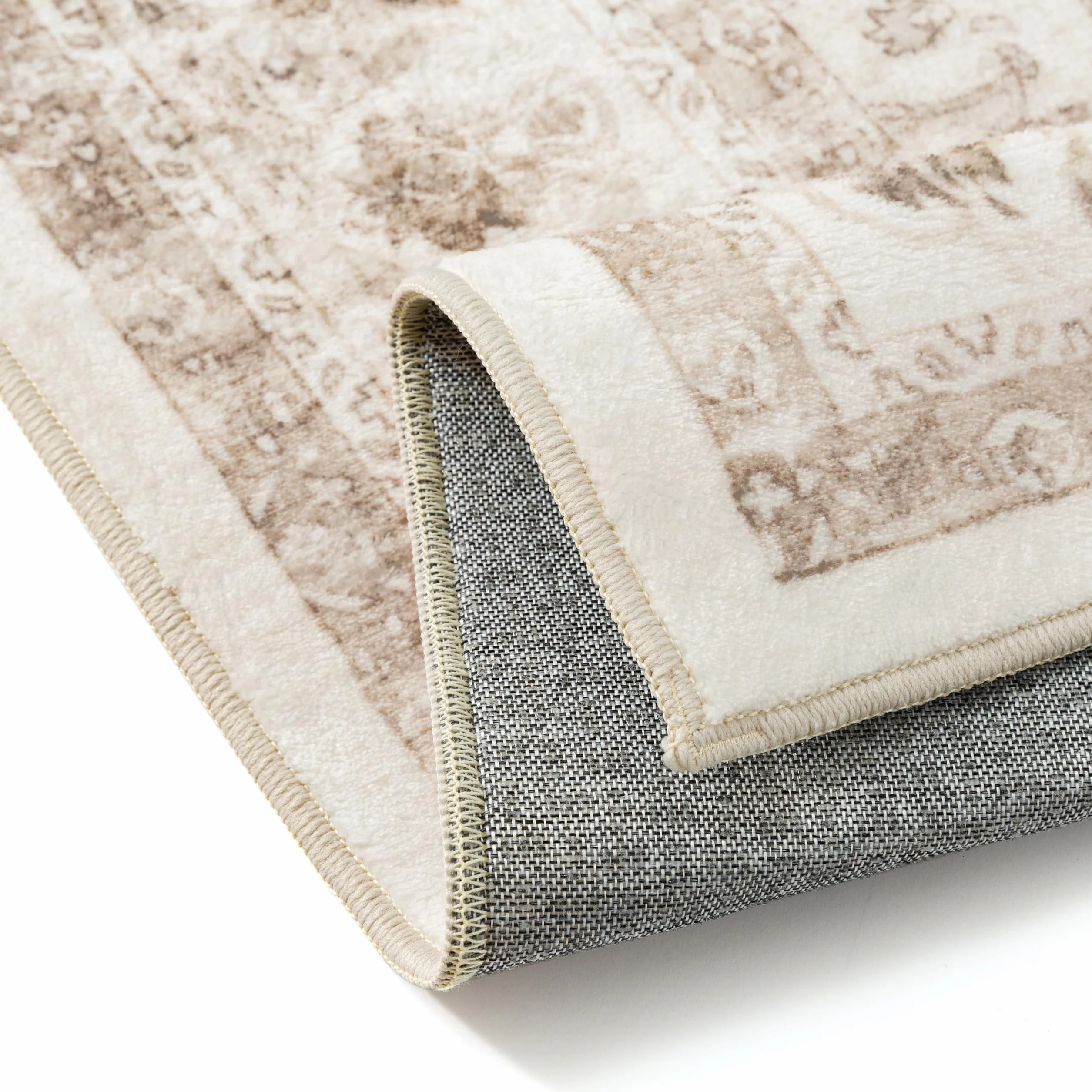 PureCozy Beżowy dywan w stylu vintage, 160 x 230 cm, zmywalny, do sypialni, salonu, miękki dywanik z antypoślizgowym spodem, lekki, niski runo, tradycyjny dywan do jadalni, kuchni, biura, pokoju zabaw