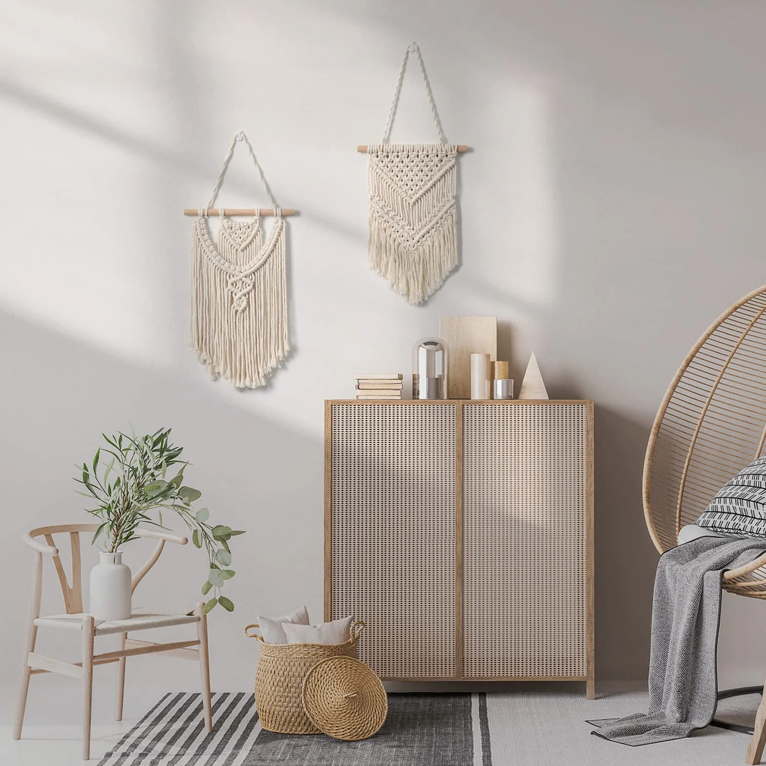 LOMOHOO 2 sztuki makramy dekoracja ścienna boho do domu
