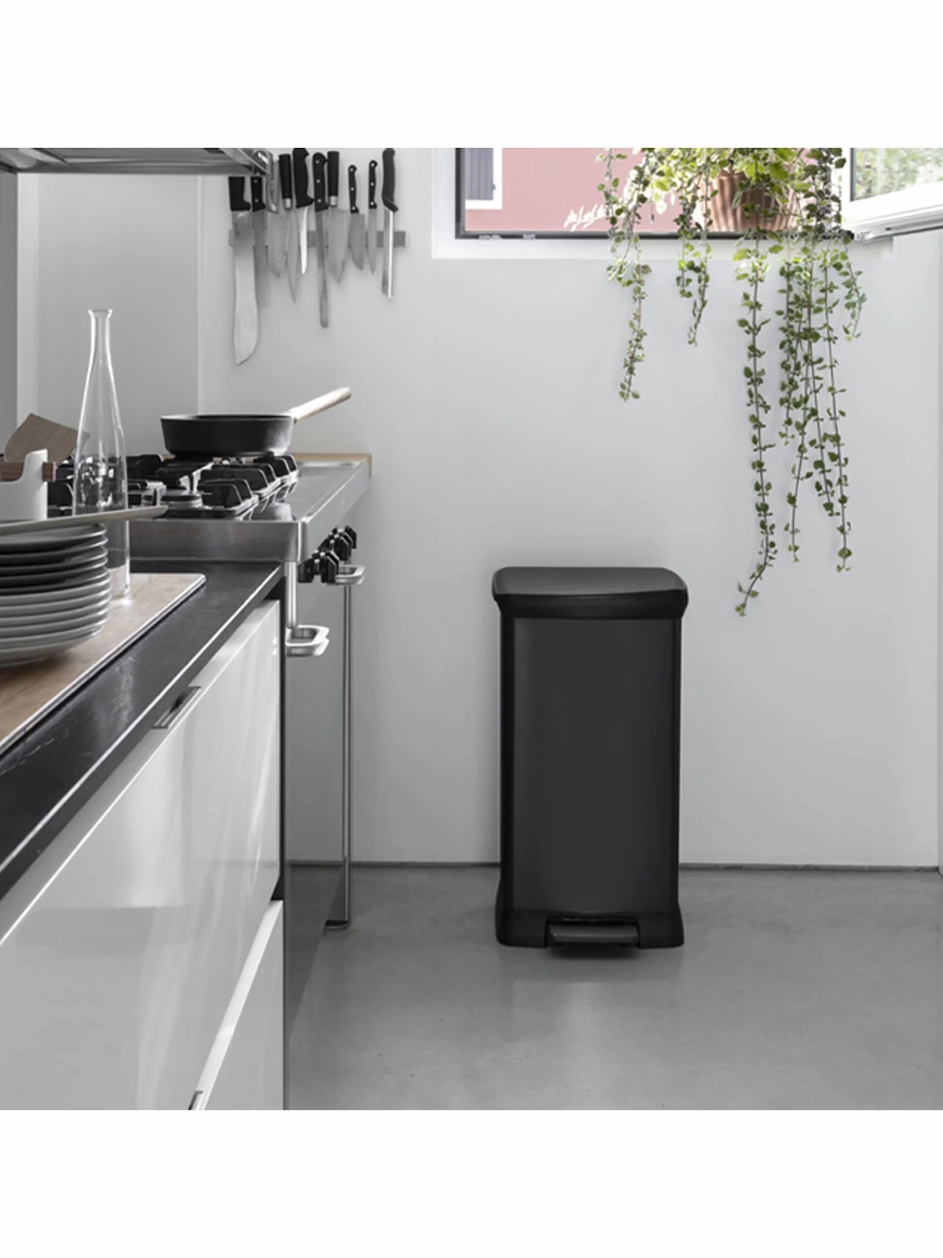 Curver Metalowy efektów Touch Deco Bin, czarny, 50 litrów
