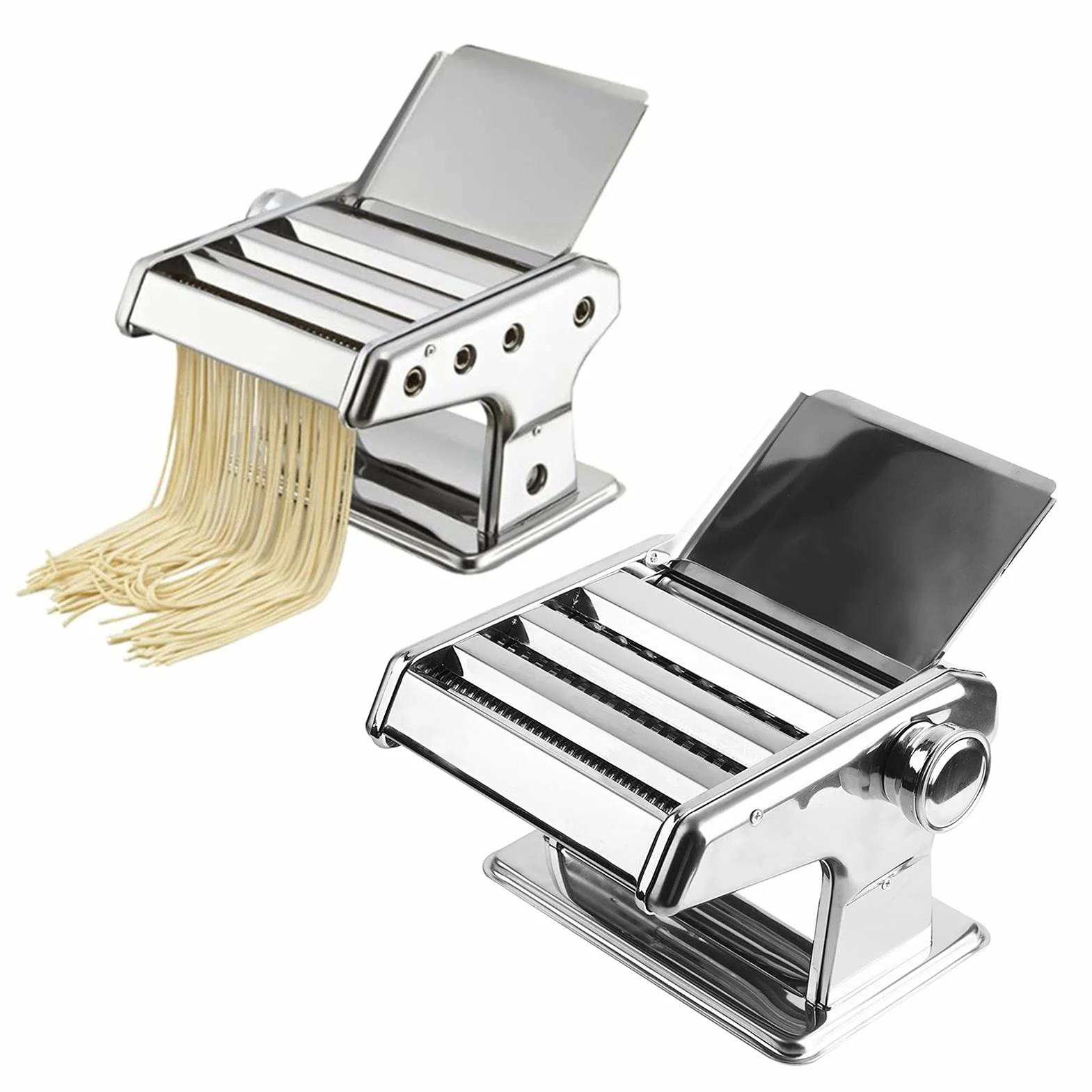 Ręczna Maszyna do Makaronu ze Stali Nierdzewnej, 6 Regulowanych Poziomów Maszyna do Makaronu 2 Mm/4,5 Mm/8 Mm do Spaghetti, Fettuccini i Lasagne