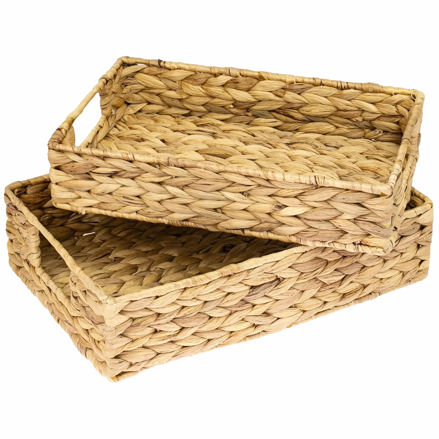 HMF Pusty kosz prezentowy, pleciony kosz do przechowywania z hiacyntu wodnego, zestaw 2 sztuk, kwadratowy, szerokość 35/32 cm