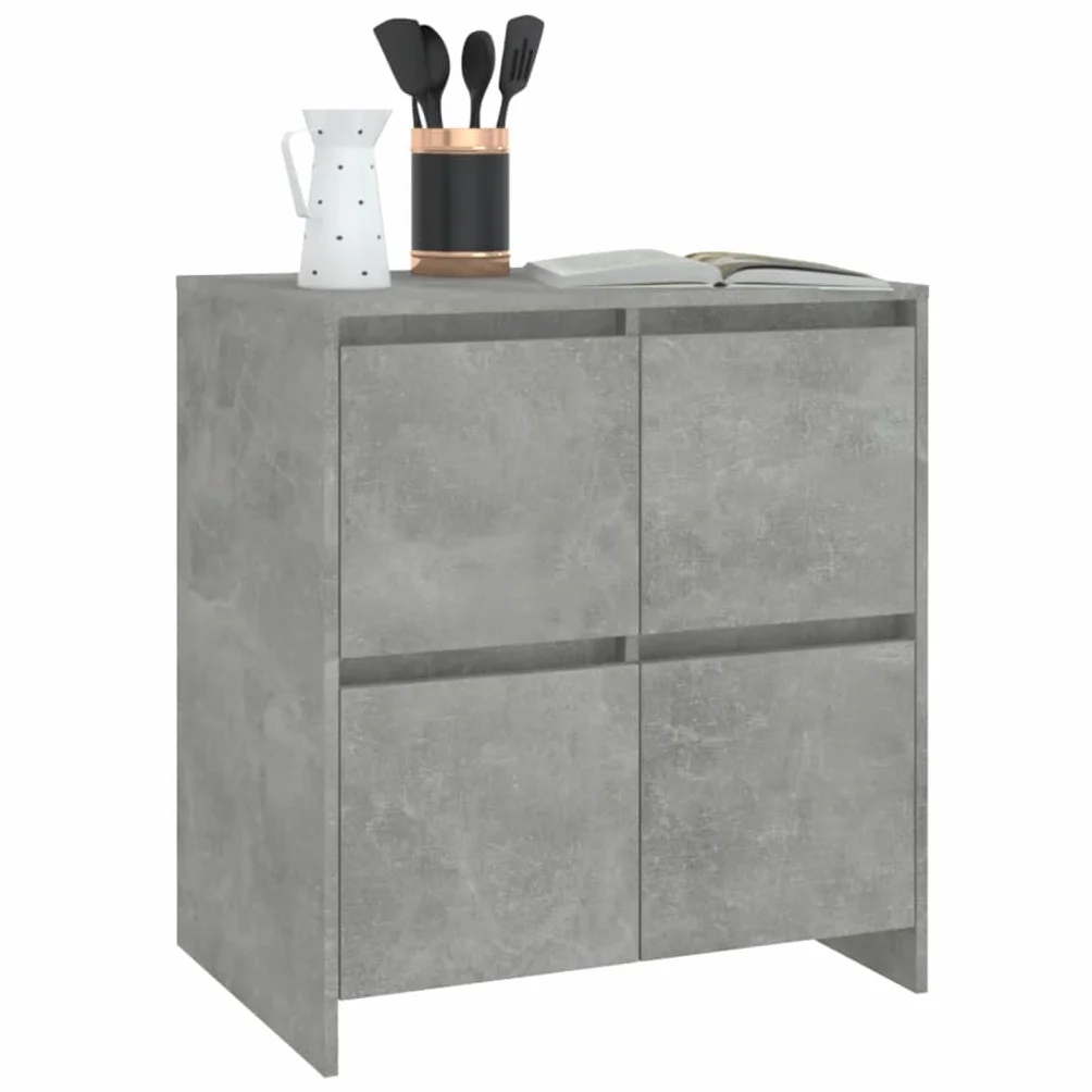 Kredens zestaw 2 betonowych szarych, 70 x 41 x 75 cm, materiał drewnopochodny, z 4 drzwiami, przestronne miejsce do przechowywania, do salonu, kuchni, jadalni, uniwersalna szafka do
