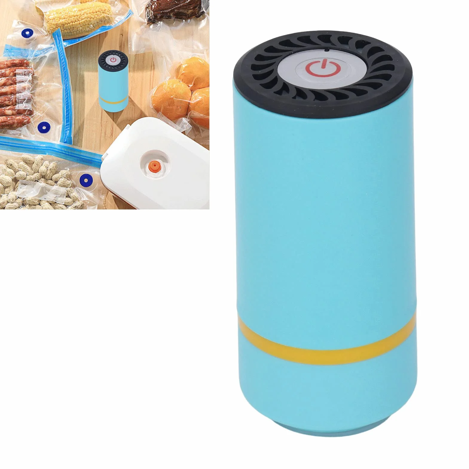 Elektryczna Zgrzewarka Próżniowa Zgrzewarka do żywności z baterią do Pakowania Odzieży, ładowanie Przez USB (Jezioro Niebieskie)