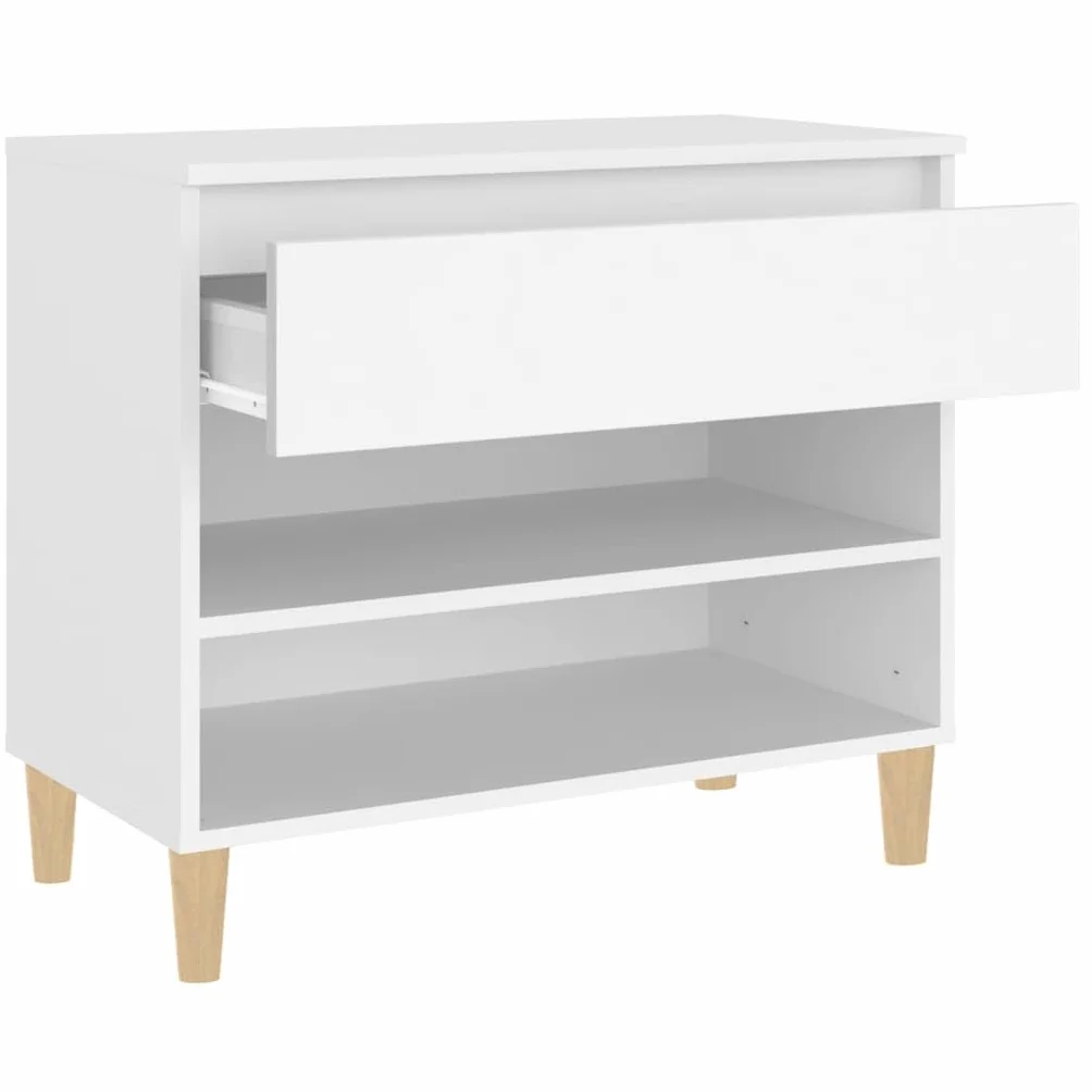 Regał na buty, biały, materiał drewnopochodny, 70 x 36 x 60 cm, z 2 półkami i szufladą, do przechowywania butów do przedpokoju, sypialni, stabilny organizer na buty z półką