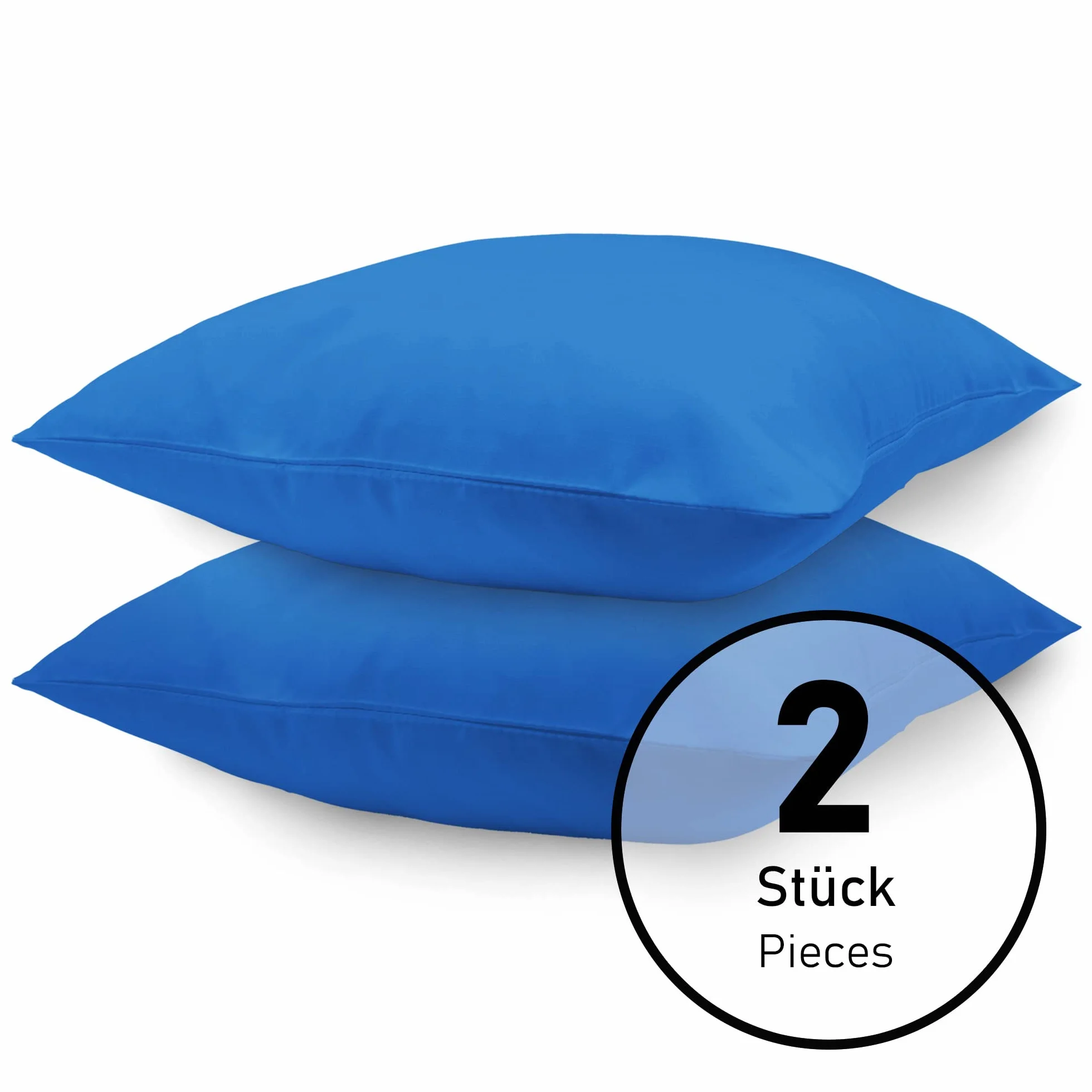 NatureMark Basic Zestaw 2 poszewek na poduszkę z mikrofibry 40 x 40 cm – 100% poliester, z zamkiem błyskawicznym (40 x 40 cm, błękit królewski)