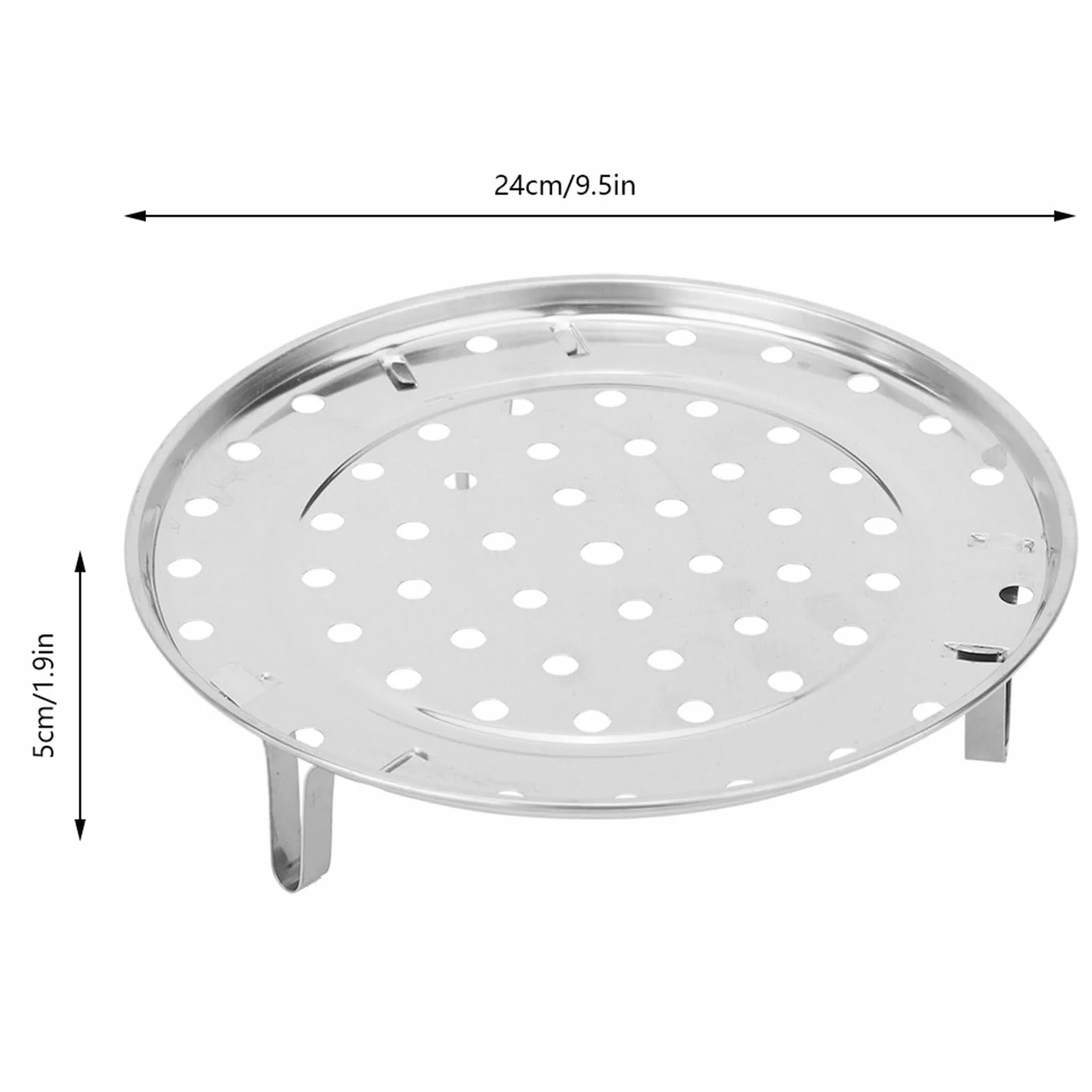 Stojak do Gotowania na Parze ze Stali Nierdzewnej z łatwą do Czyszczenia tacą do Gotowania na Parze do Szybkowaru i Garnka (Średnia średnica 24 cm)